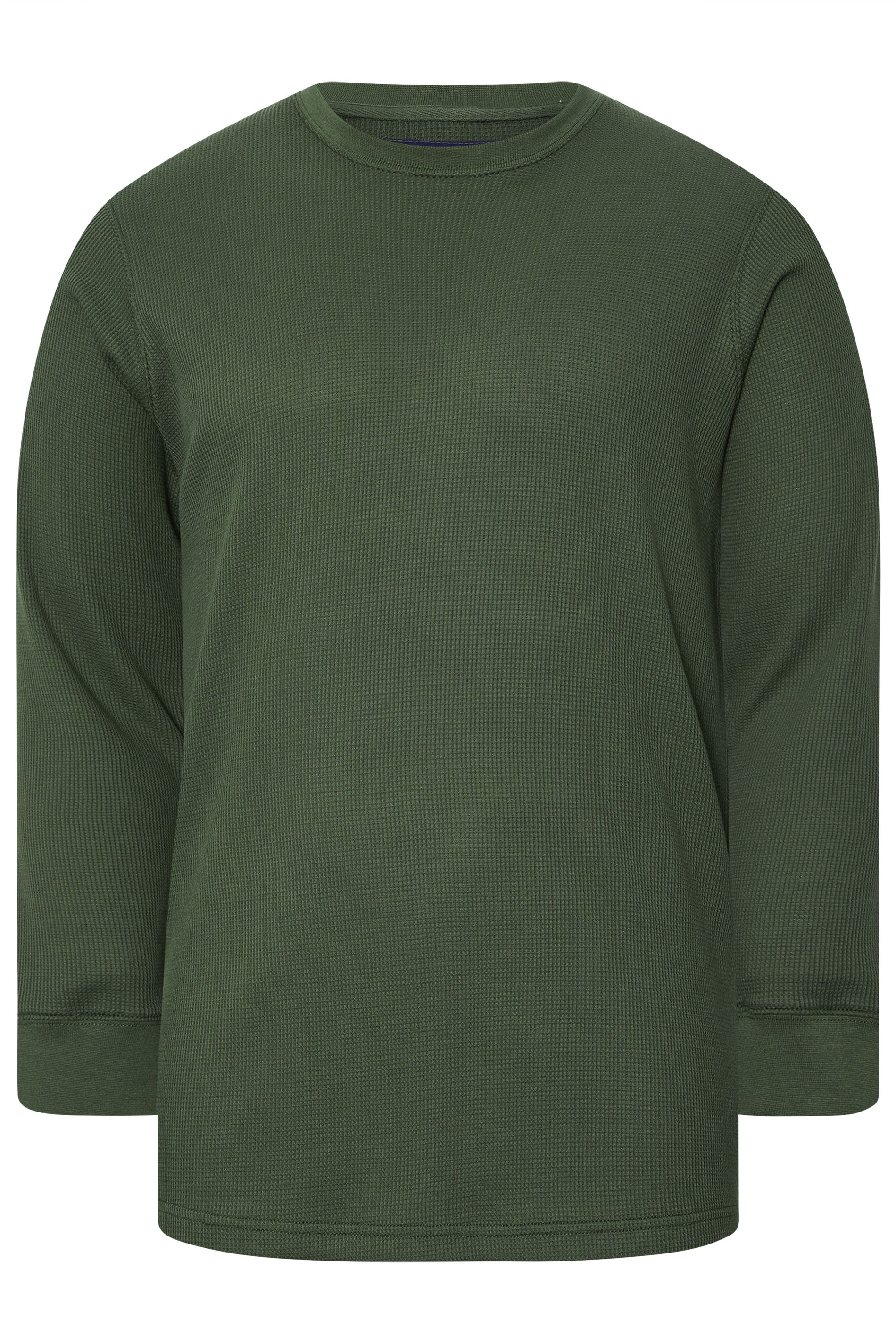 BadRhino Big & Tall Dark Green Waffle Texture Long sleeve T-Shirt | BadRhino 5