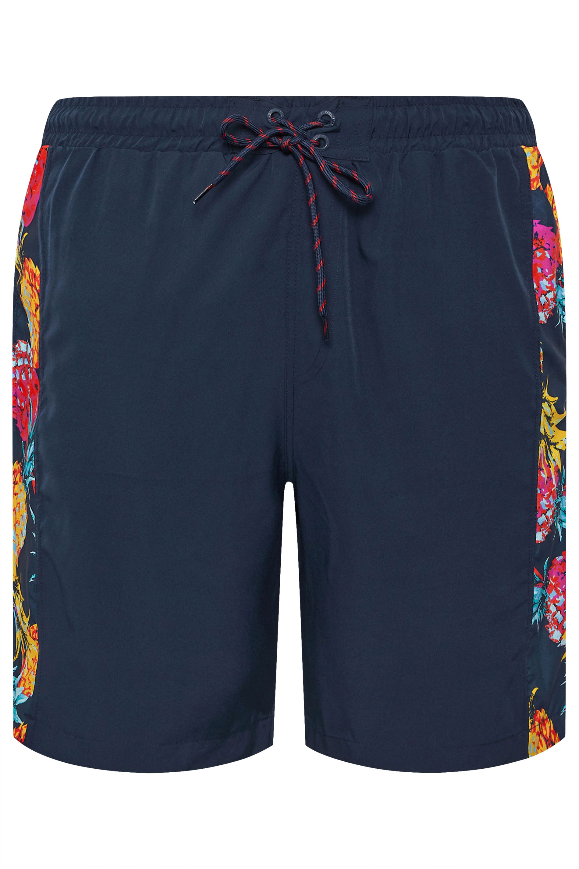 KAM Big & Tall Navy Blue Pineapple Swim Shorts | BadRhino 4