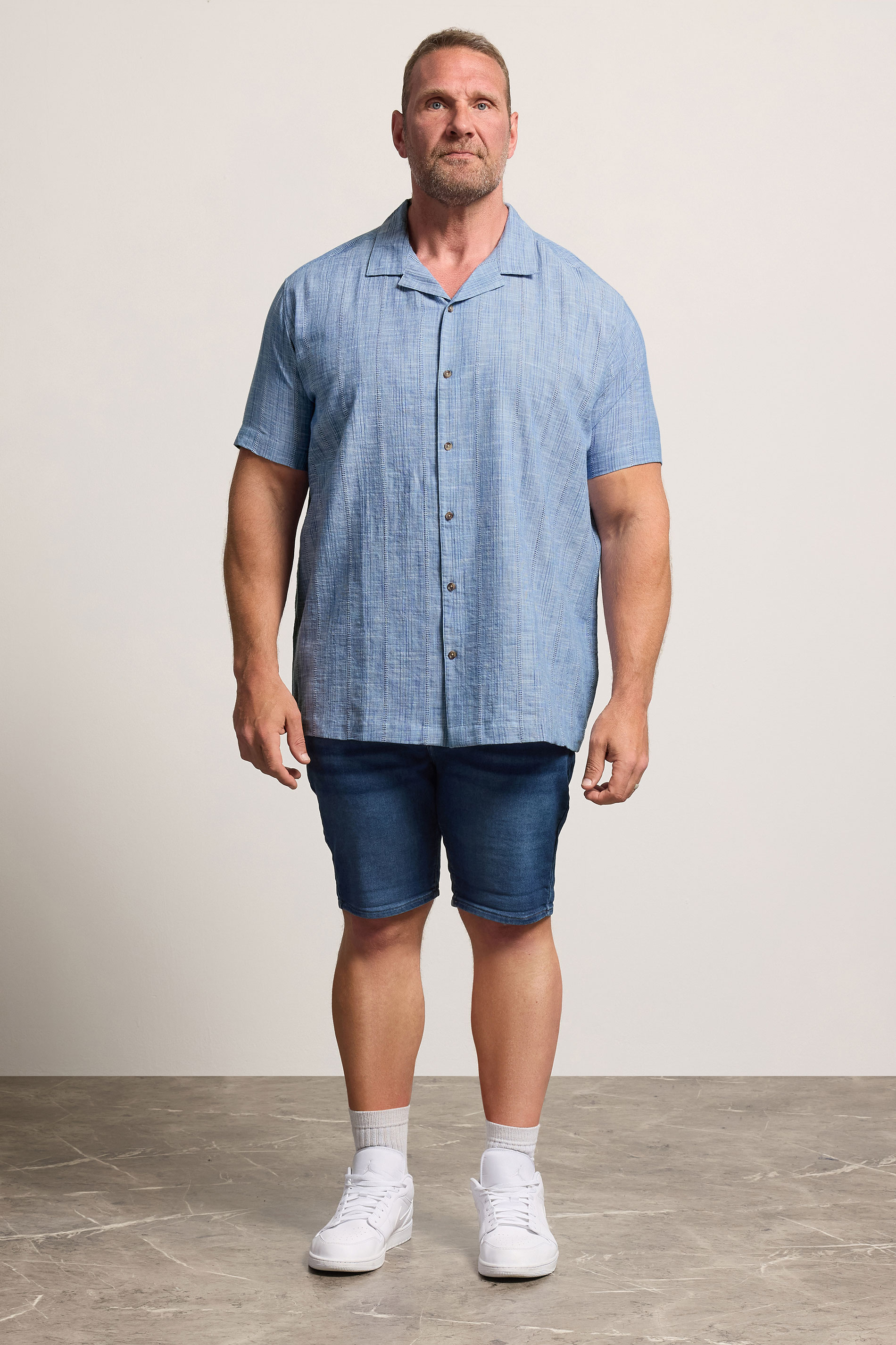 BadRhino Big & Tall Blue Textured Stripe Shirt 4