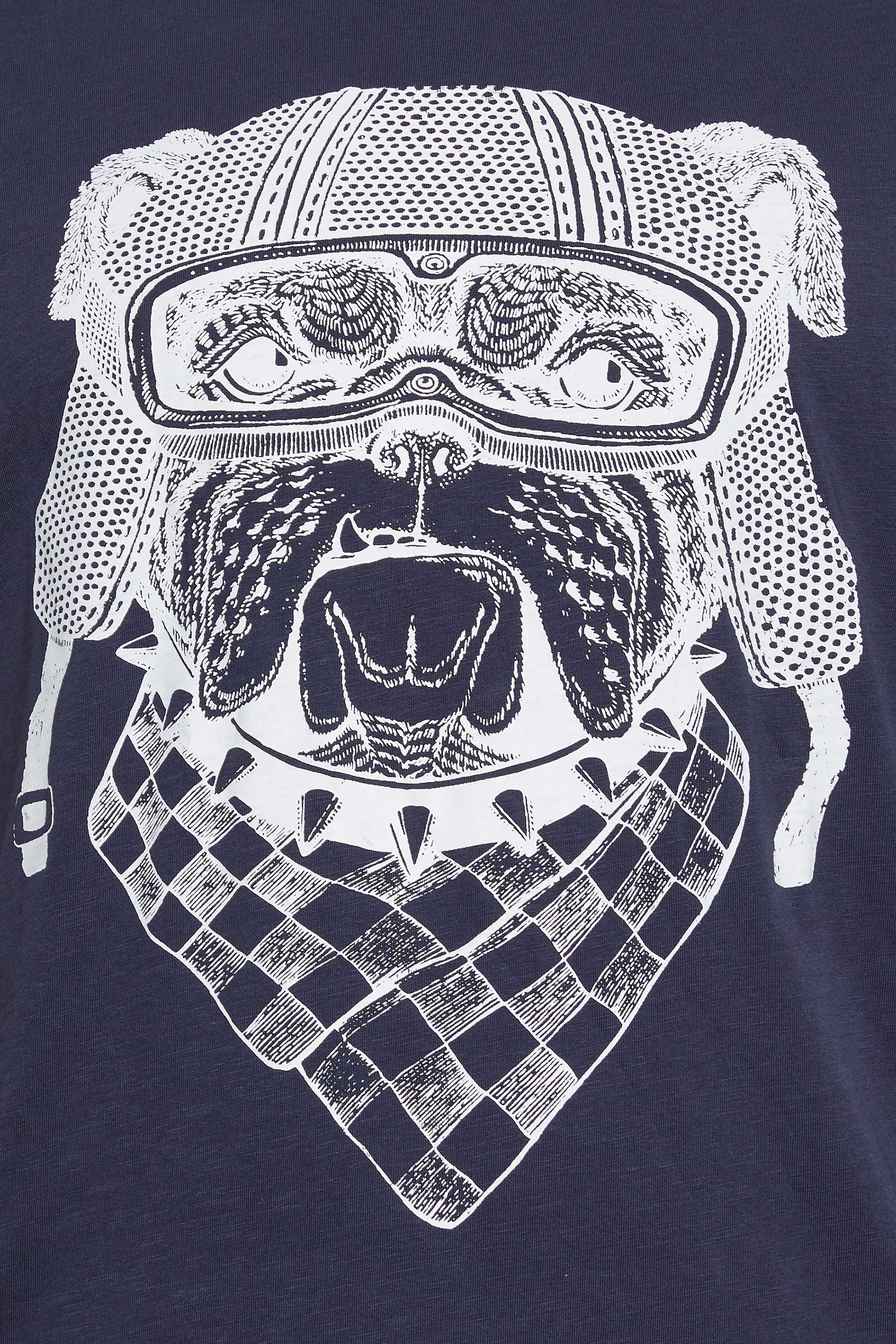 KAM Big & Tall Navy Blue Bulldog Print T-Shirt | BadRhino 2