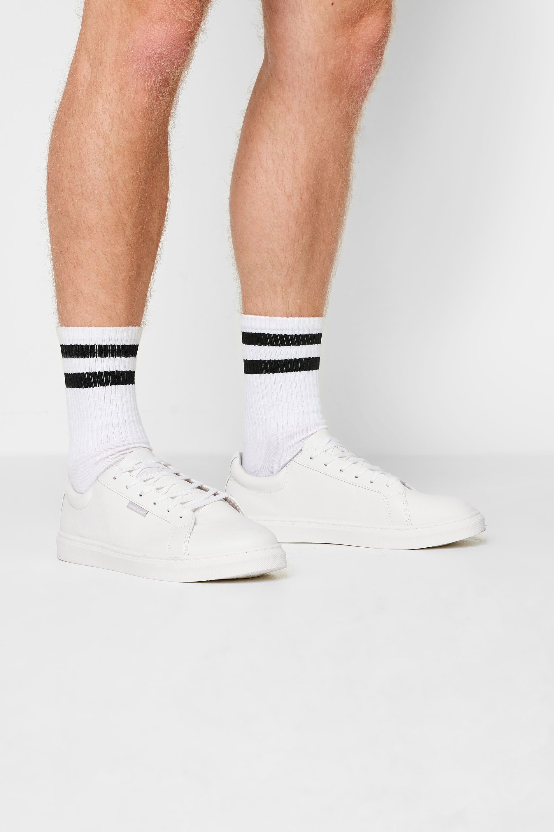 JACK & JONES White Anthracite Faux Leather Trainers | BadRhino 1