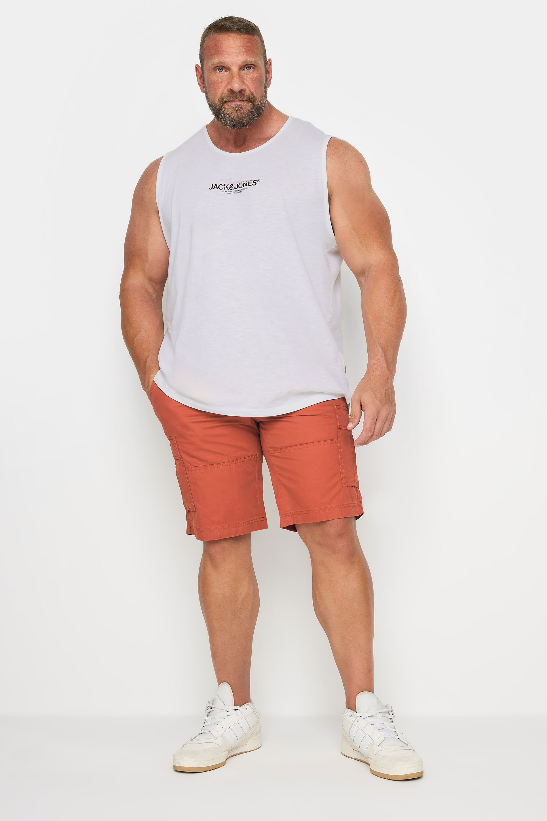 JACK & JONES Big & Tall Orange Cargo Shorts | BadRhino 2