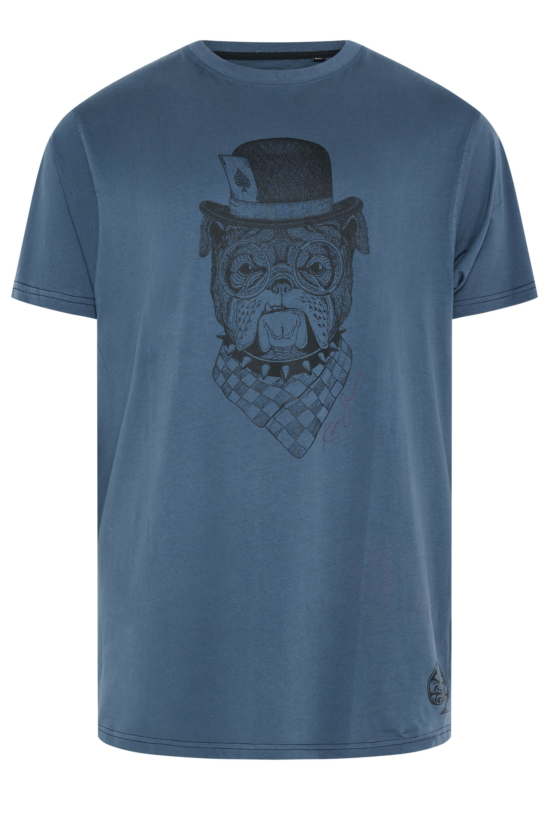 KAM Big & Tall Indigo Blue Bulldog Graphic T-Shirt | BadRhino 1