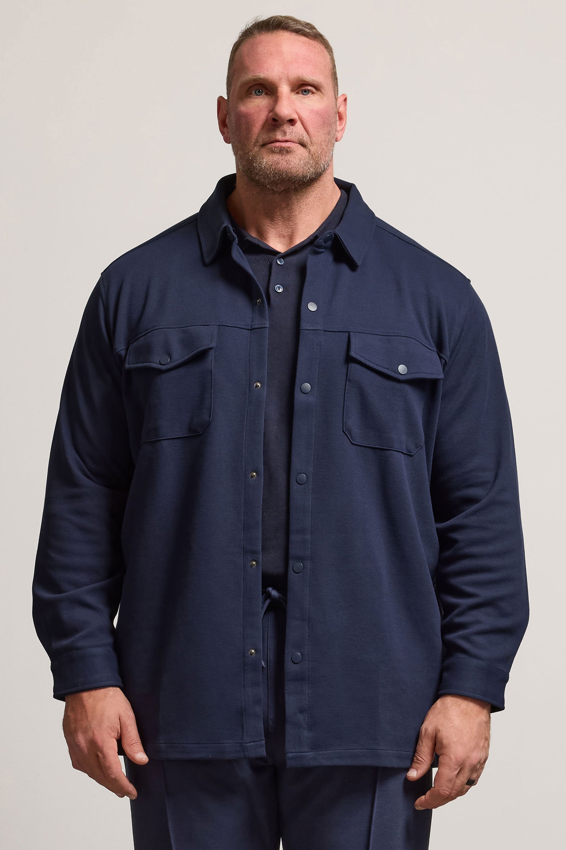 BadRhino Big & Tall Navy Blue Textured Jersey Shacket | BadRhino 1