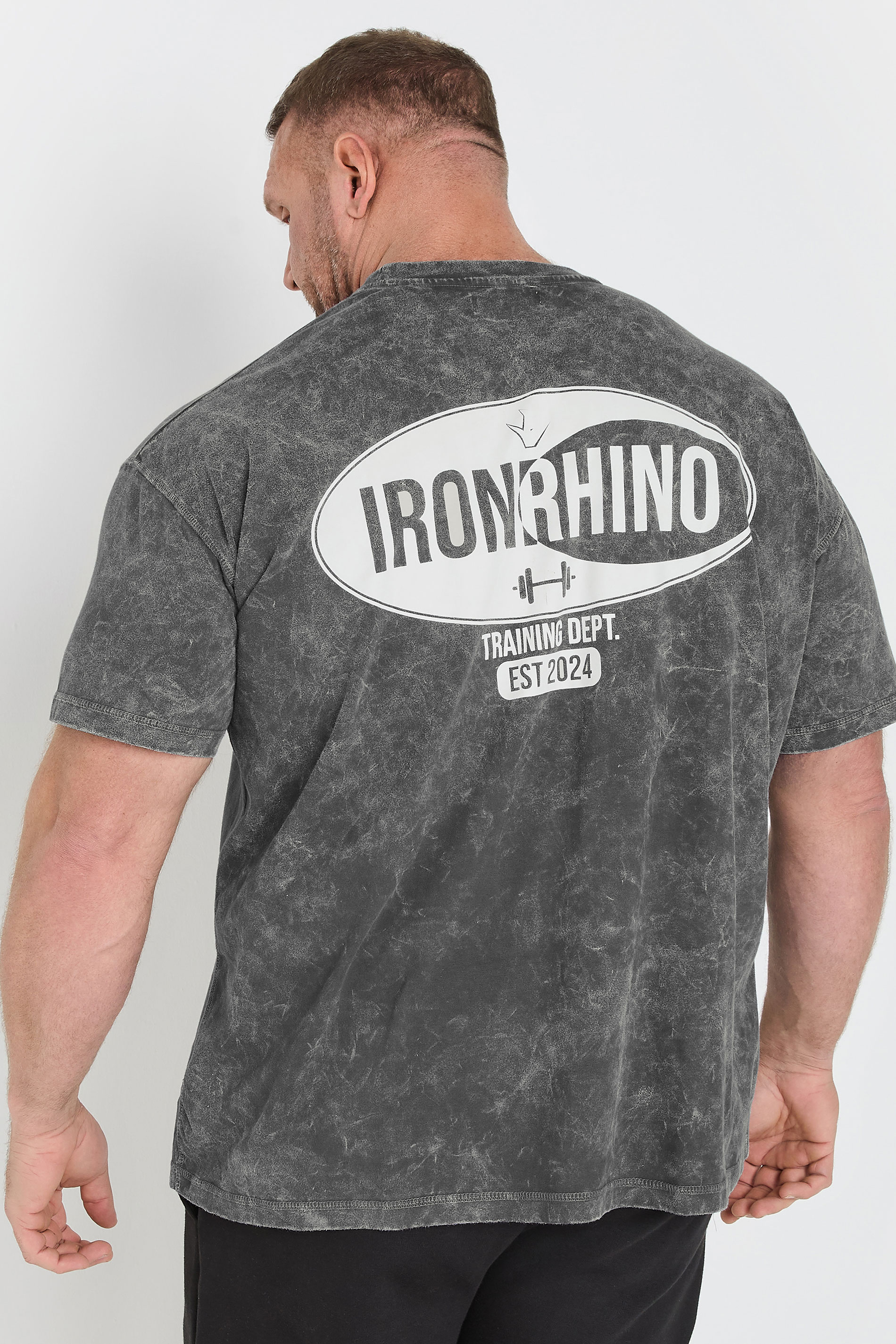 IronRhino Big & Tall Grey 'Training Dept' Acid Wash T-Shirt | BadRhino 3