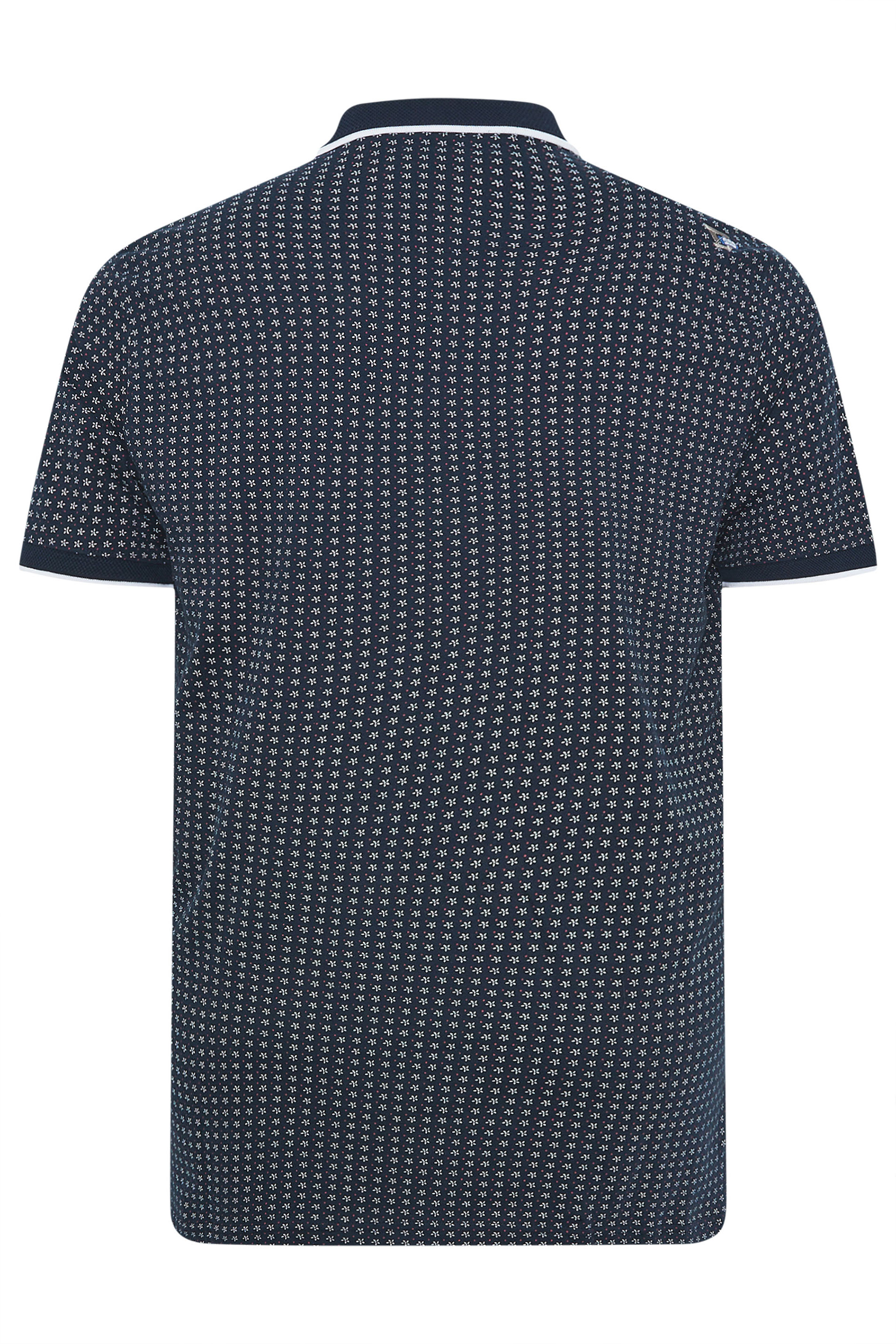 D555 Big & Tall Navy Blue Cotton Jacquard Polo Shirt | BadRhino 4