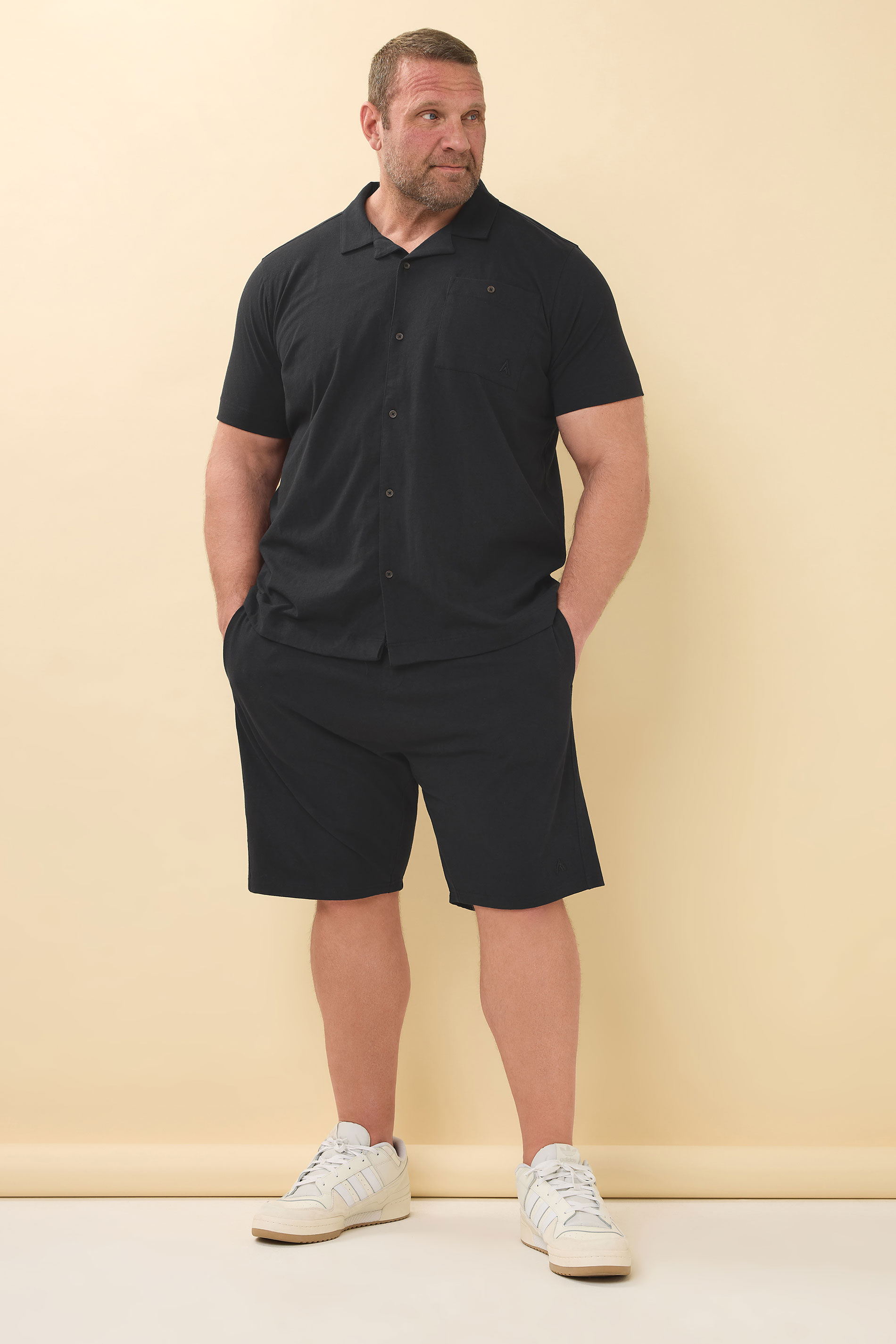 STUDIO A Big & Tall Black Linen Shorts | BadRhino 2