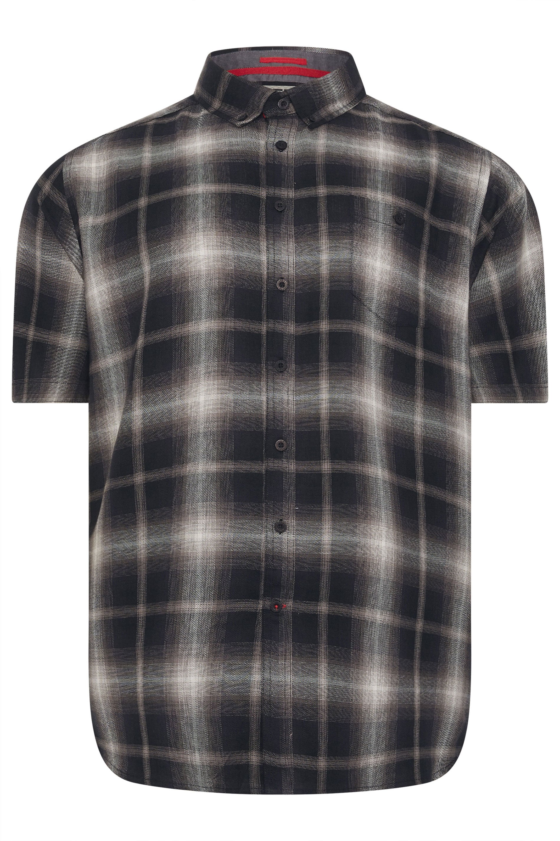 D555 Big & Tall Black Check Pocket Short Sleeve Shirt | BadRhino 2