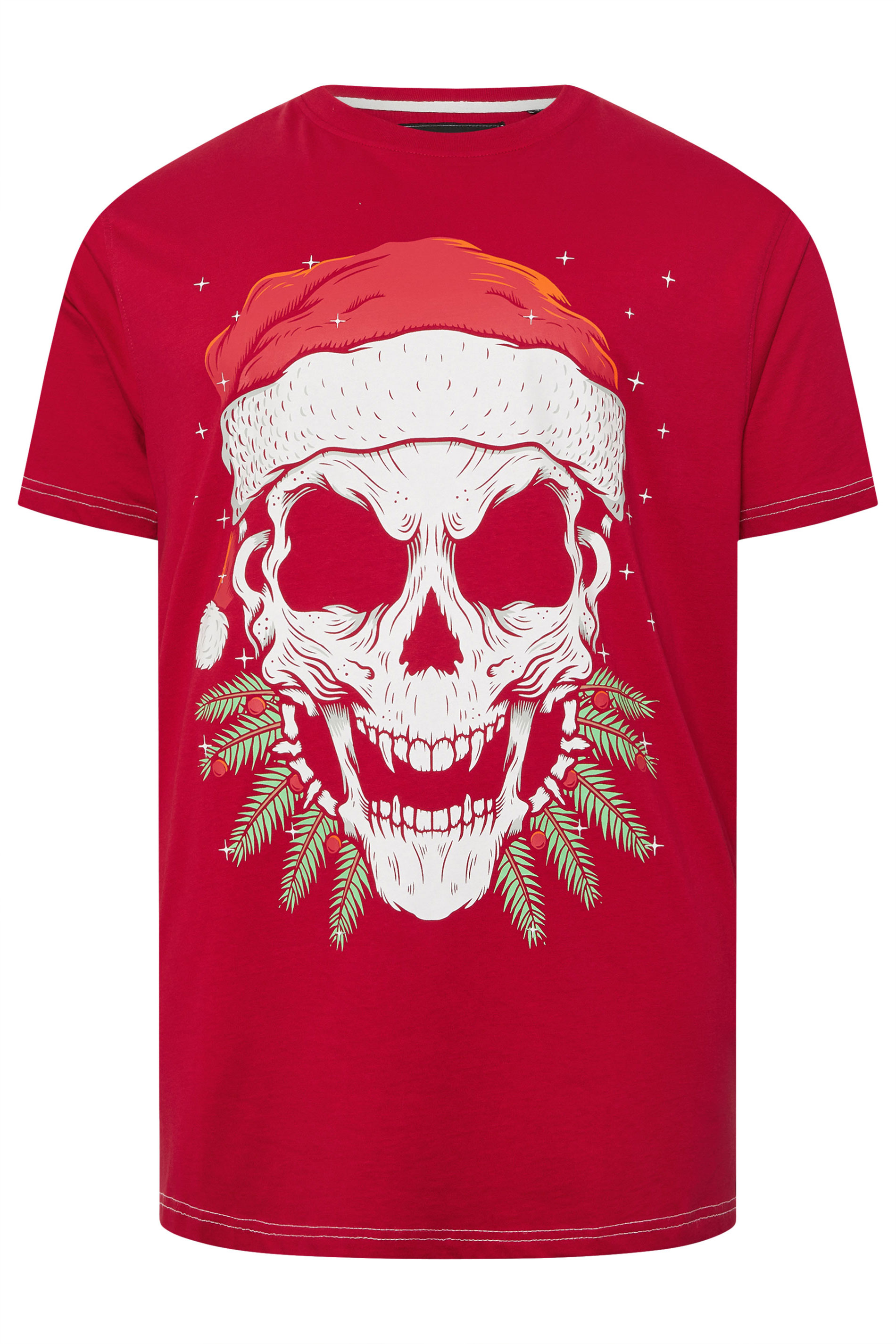KAM Big & Tall Red Santa Skull Graphic Print T-Shirt | BadRhino 3