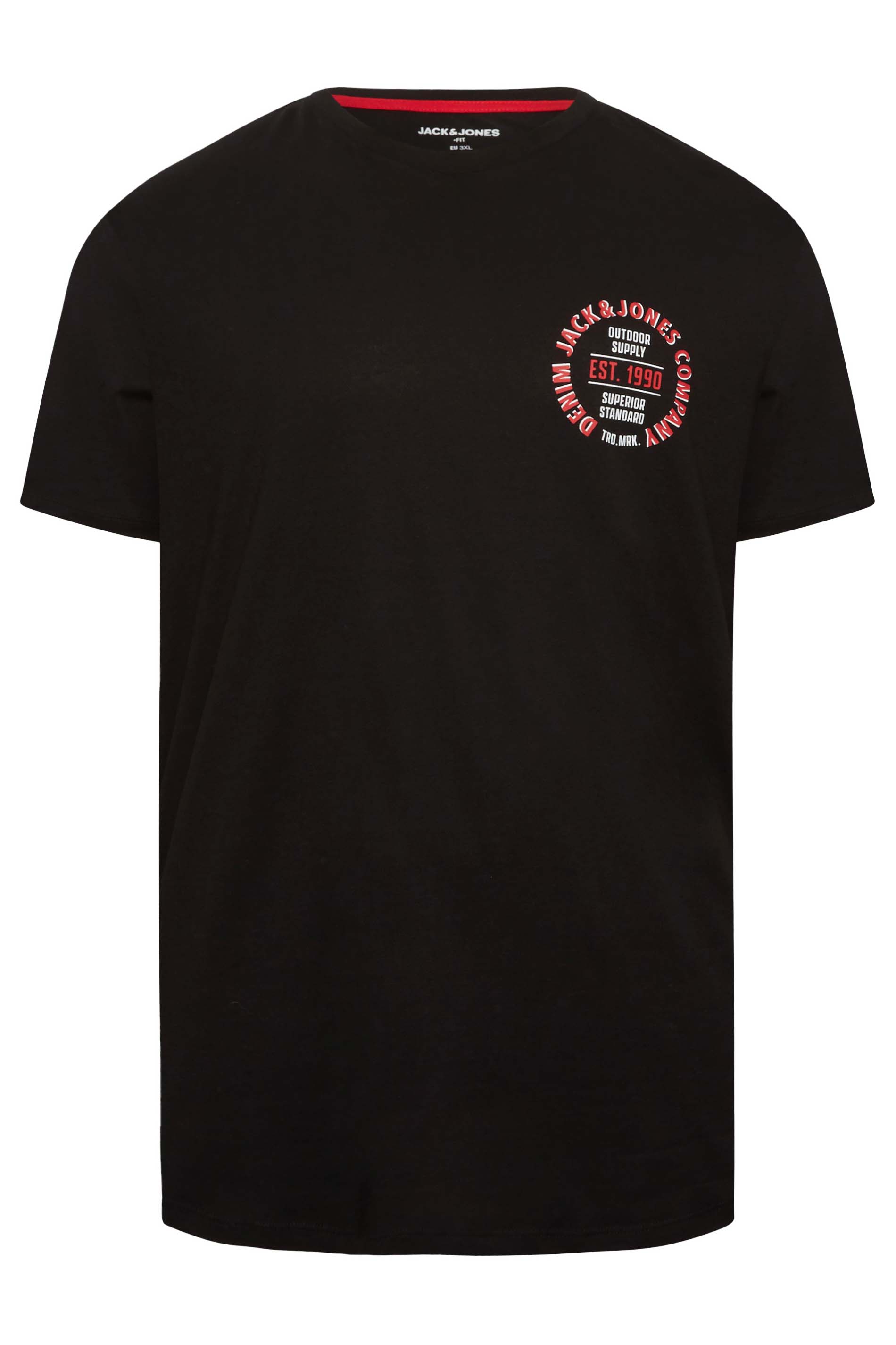 JACK & JONES Big & Tall 5 PACK Black & Blue Logo T-Shirts  8