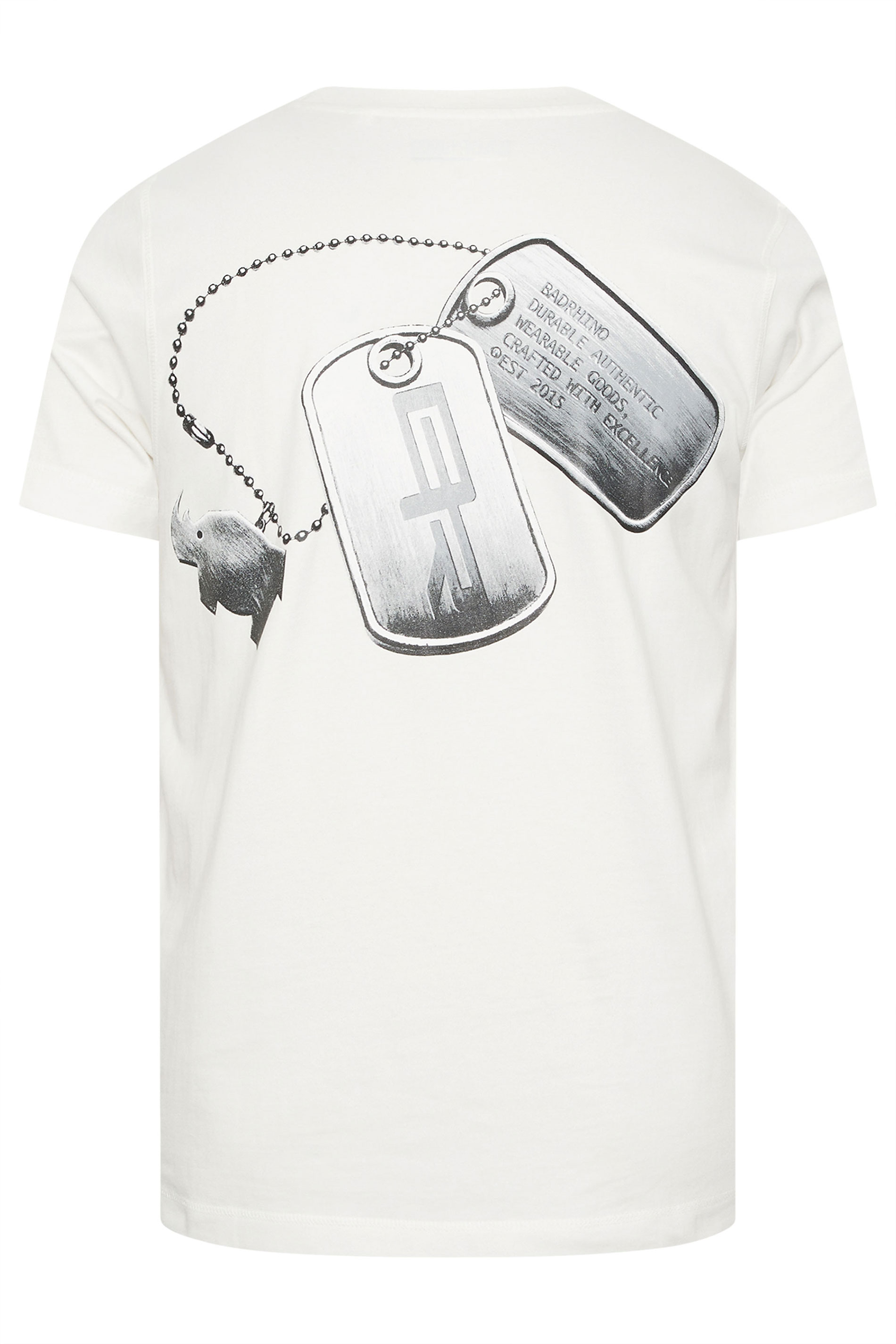 BadRhino Big & Tall Off-White Military Dog Tag Graphic T-Shirt | BadRhino 4
