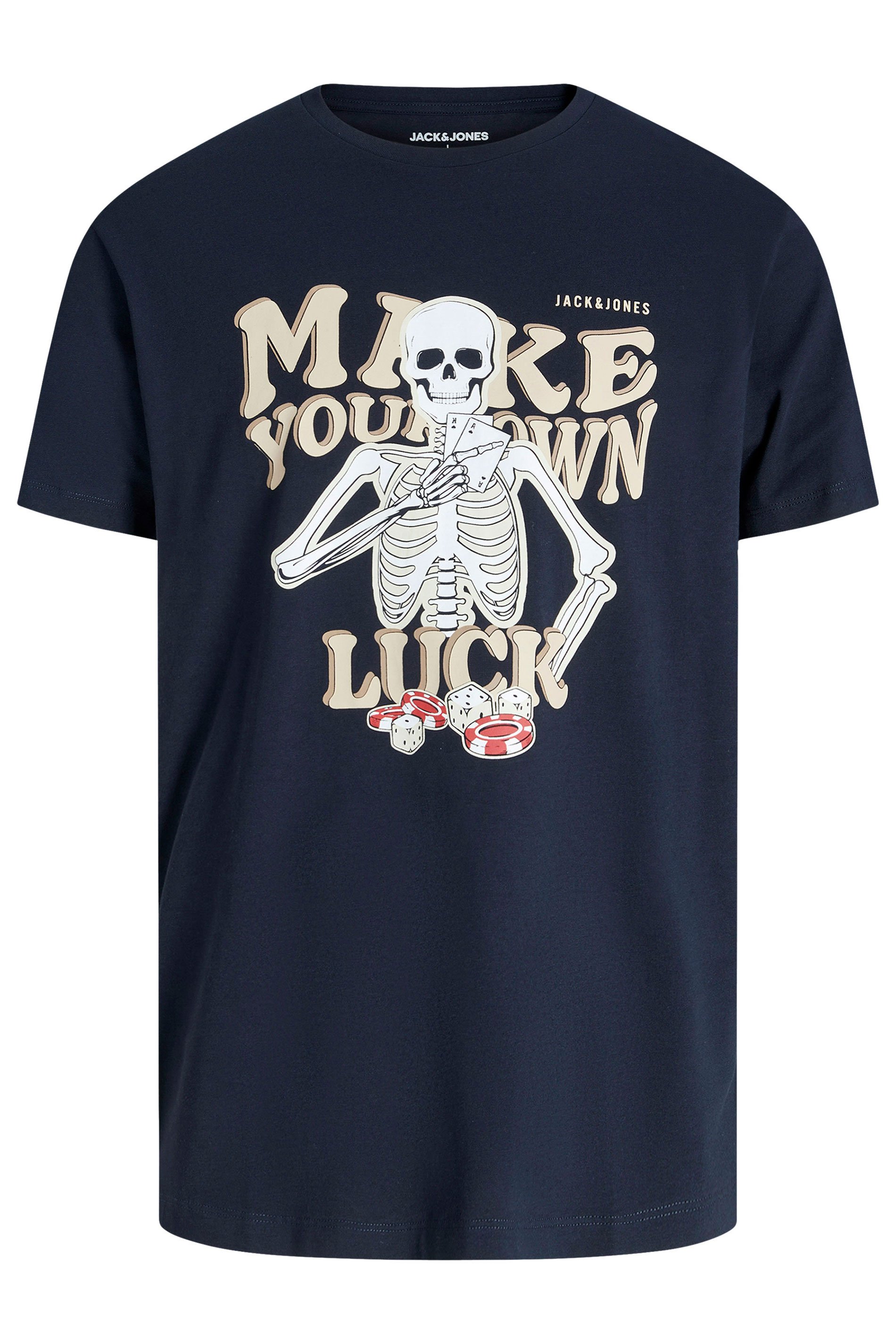 JACK & JONES Big & Tall Sky-Captain Blue Casino Graphic T-Shirt | BadRhino 3