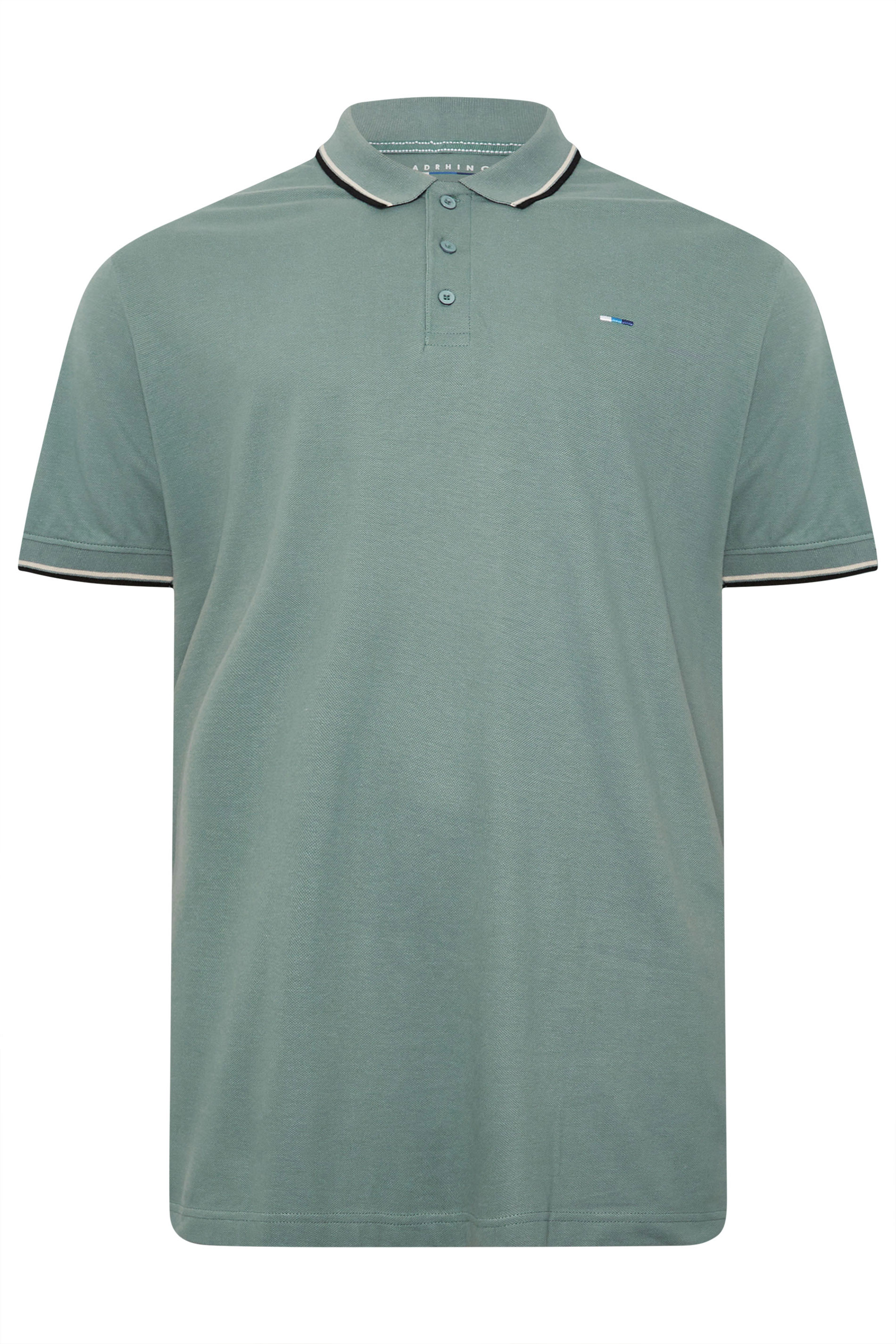 BadRhino Big & Tall Green & Blue Tipped Polo Shirt | BadRhino 11