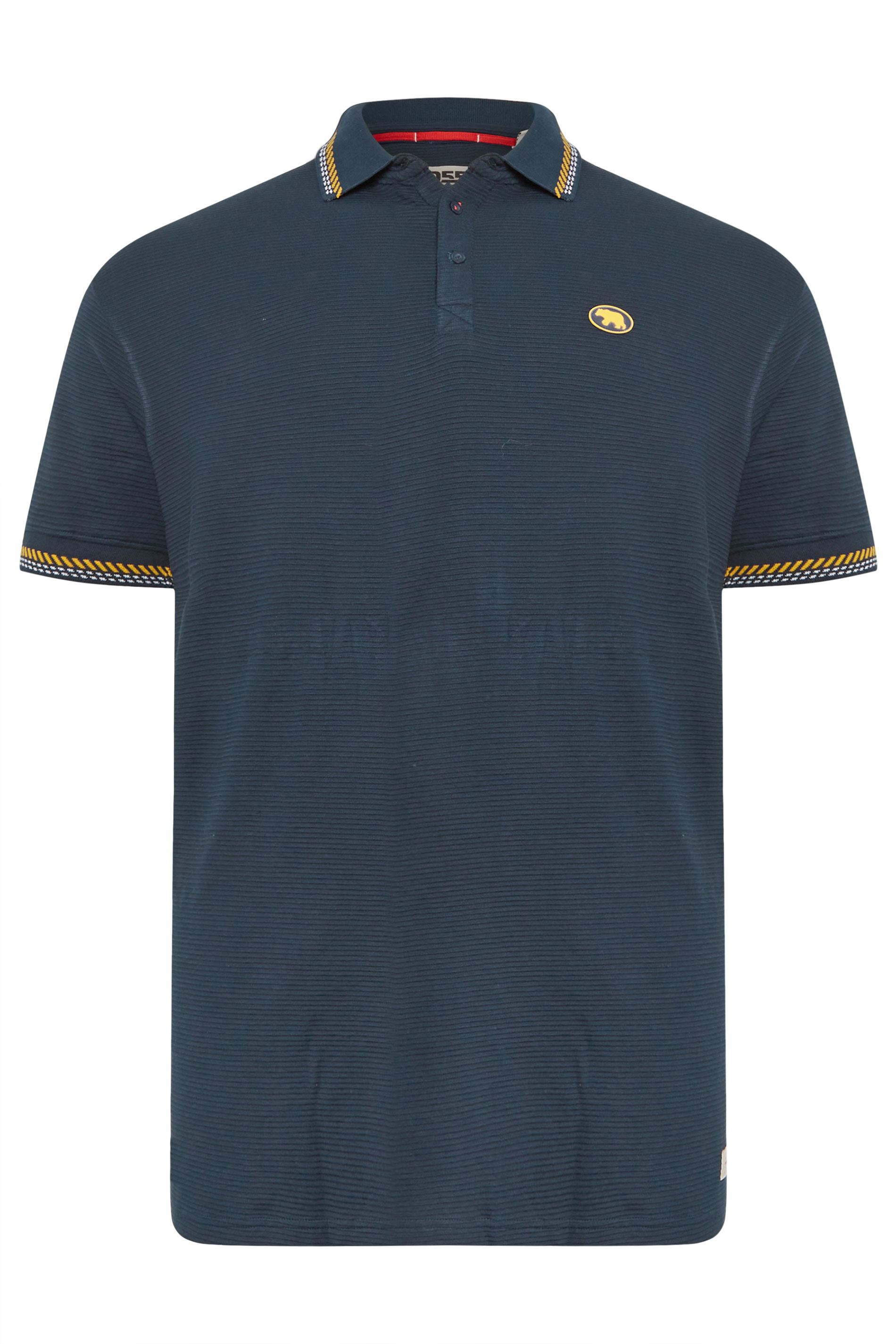 D555 Big & Tall Navy Blue Knitted Polo Shirt | BadRhino 3