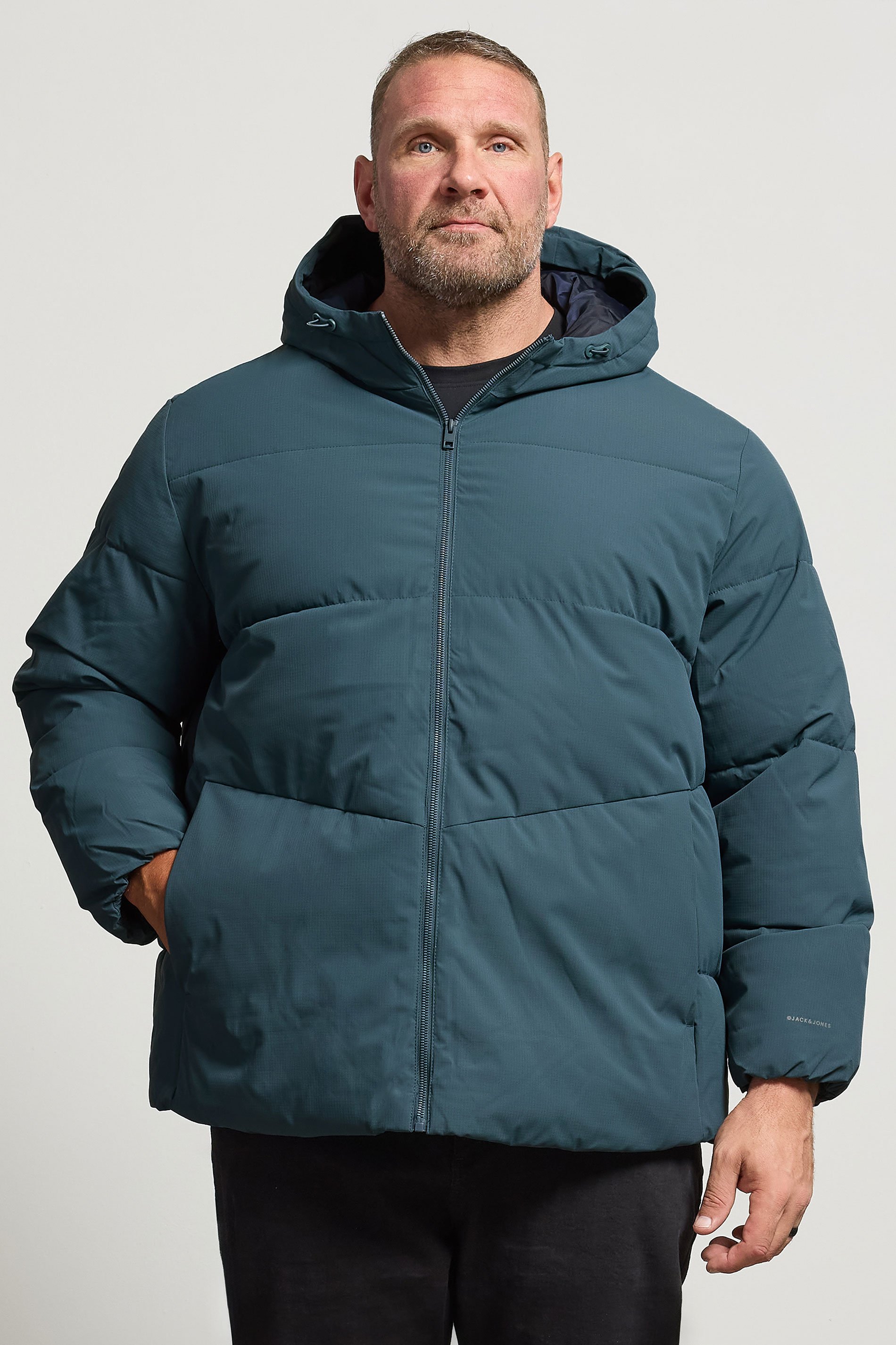 JACK & JONES Big & Tall Blue Puffer Jacket | BadRhino 1
