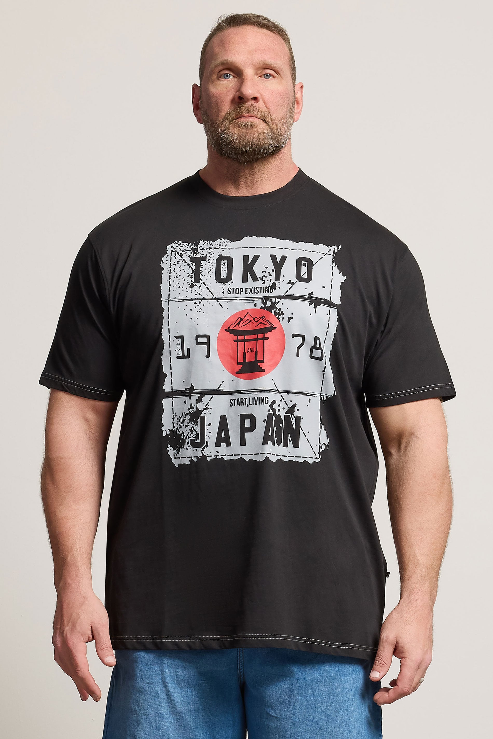 KAM Big & Tall Black Tokyo Print T-Shirt | BadRhino 3