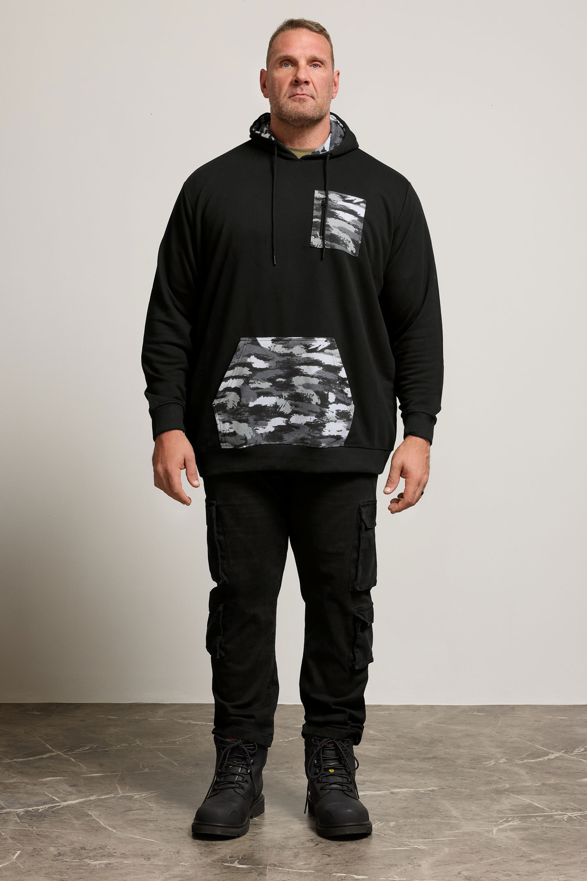 BadRhino Big & Tall Black Camo Print Utility Hoodie | BadRhino 2