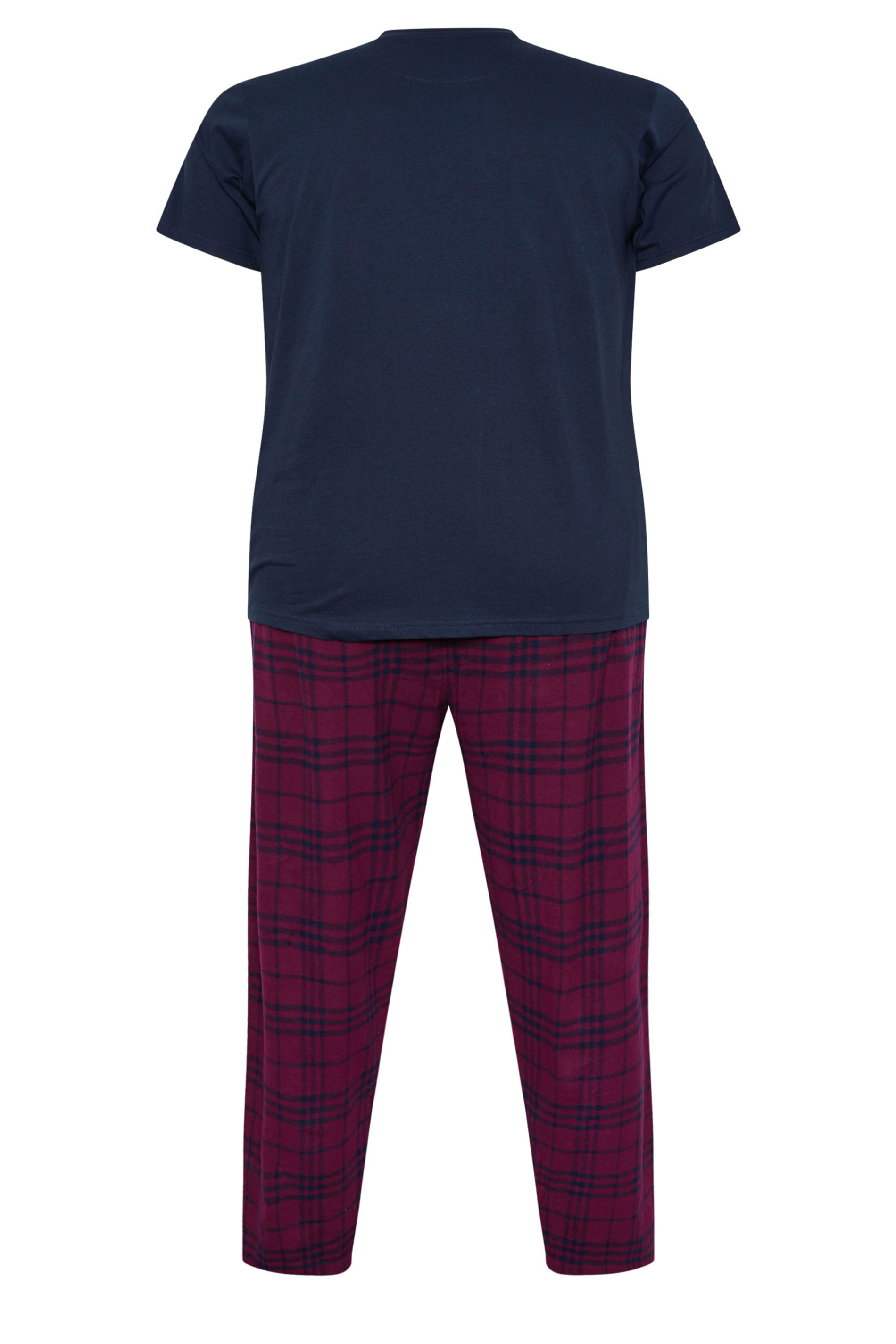 BadRhino Big & Tall Navy Blue Check Pyjama Set | BadRhino 6