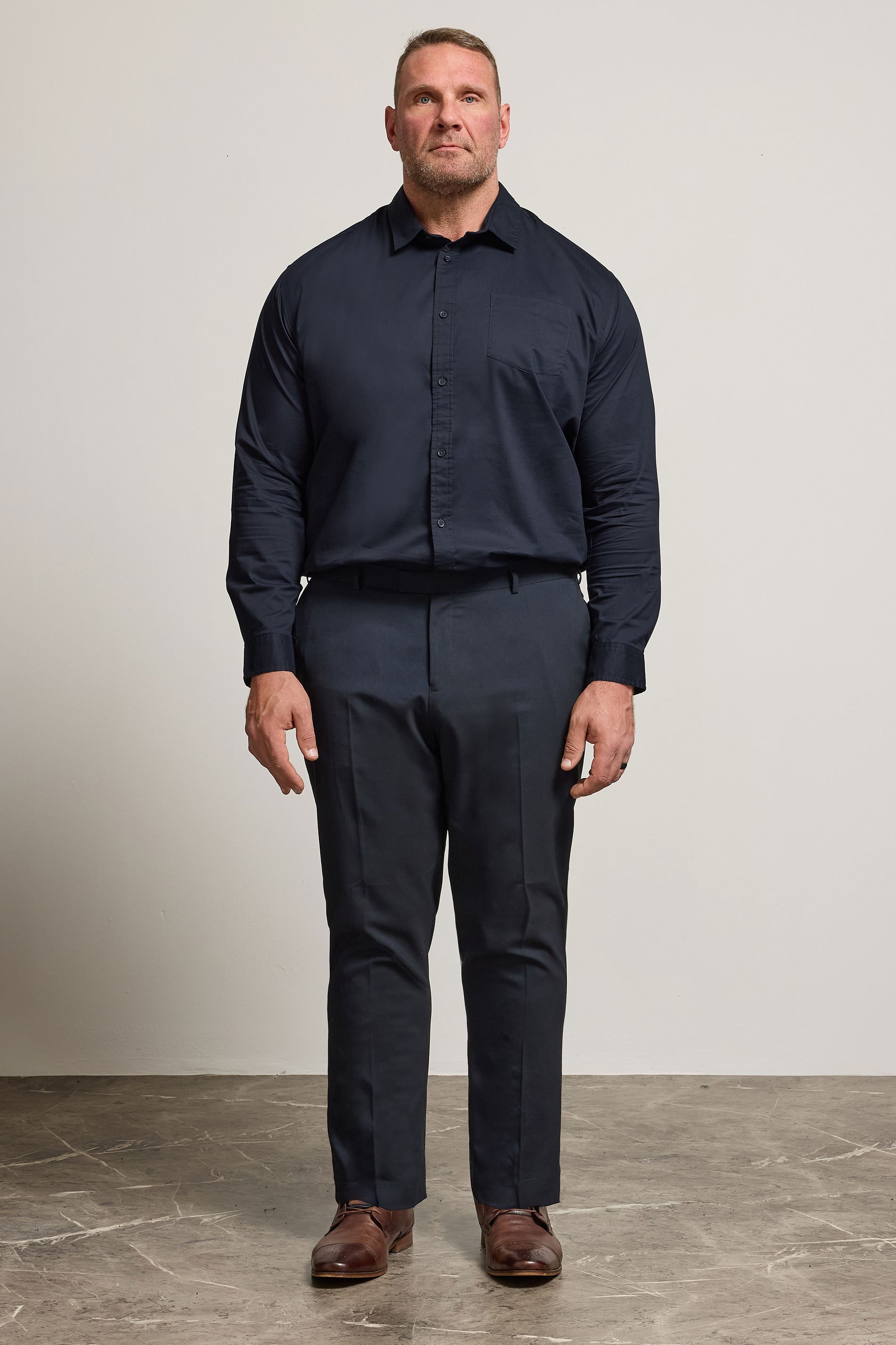 BadRhino Big & Tall Navy Blue Stretch Long Sleeve Shirt | BadRhino 4