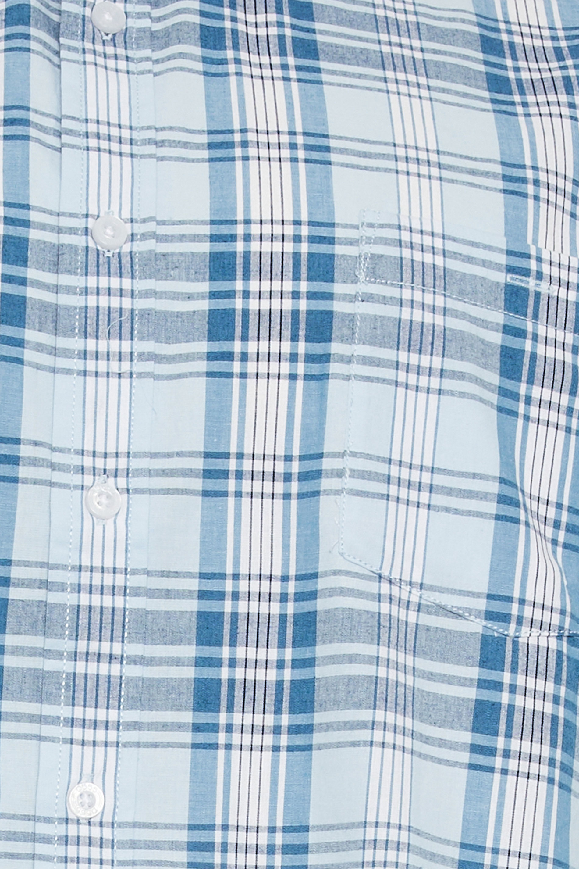 D555 Big & Tall Light Blue Check Print Short Sleeve Shirt | BadRhino 2
