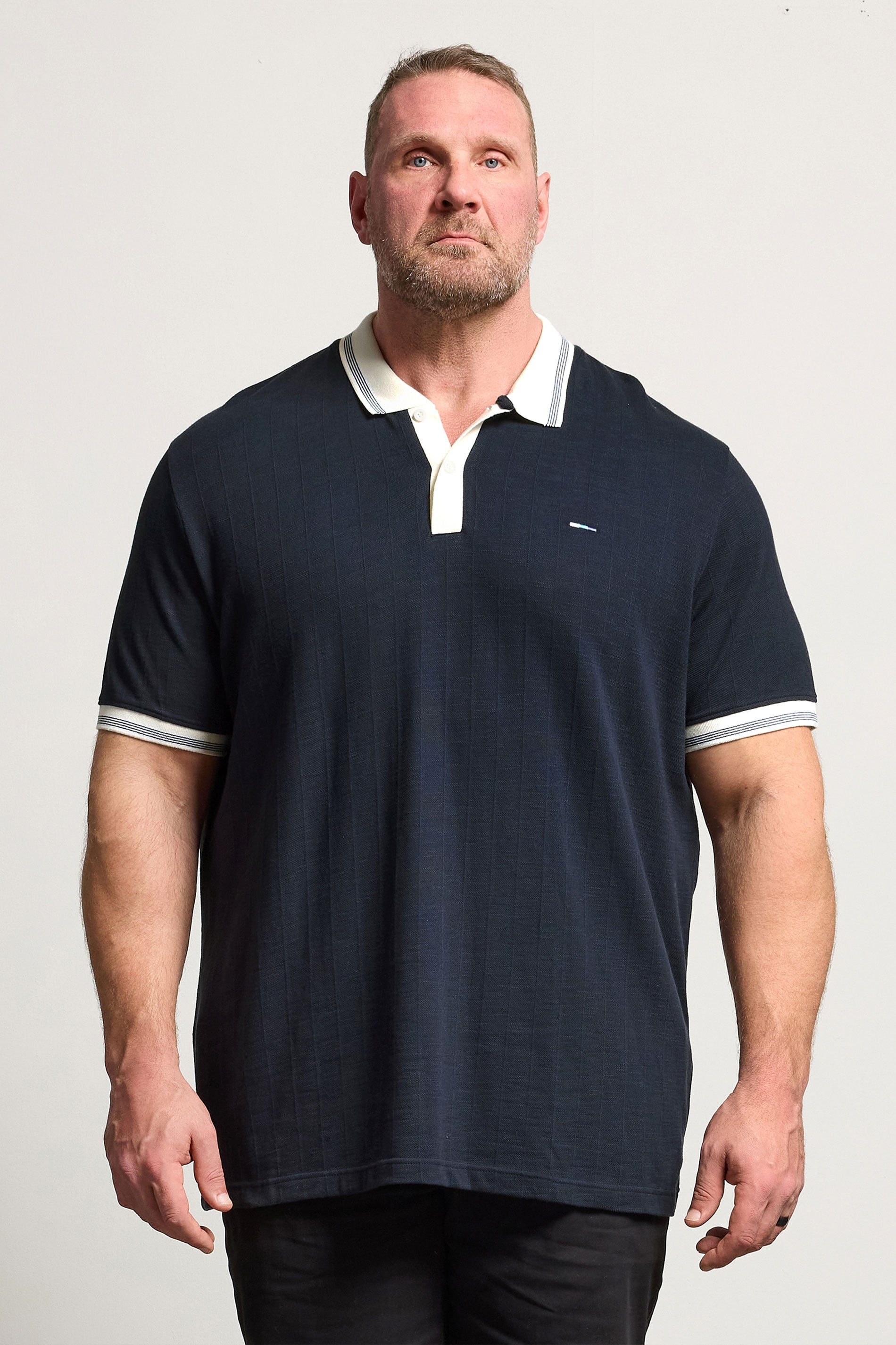 BadRhino Big & Tall Navy Blue Tipped Short Sleeve Polo Shirt | BadRhino 1