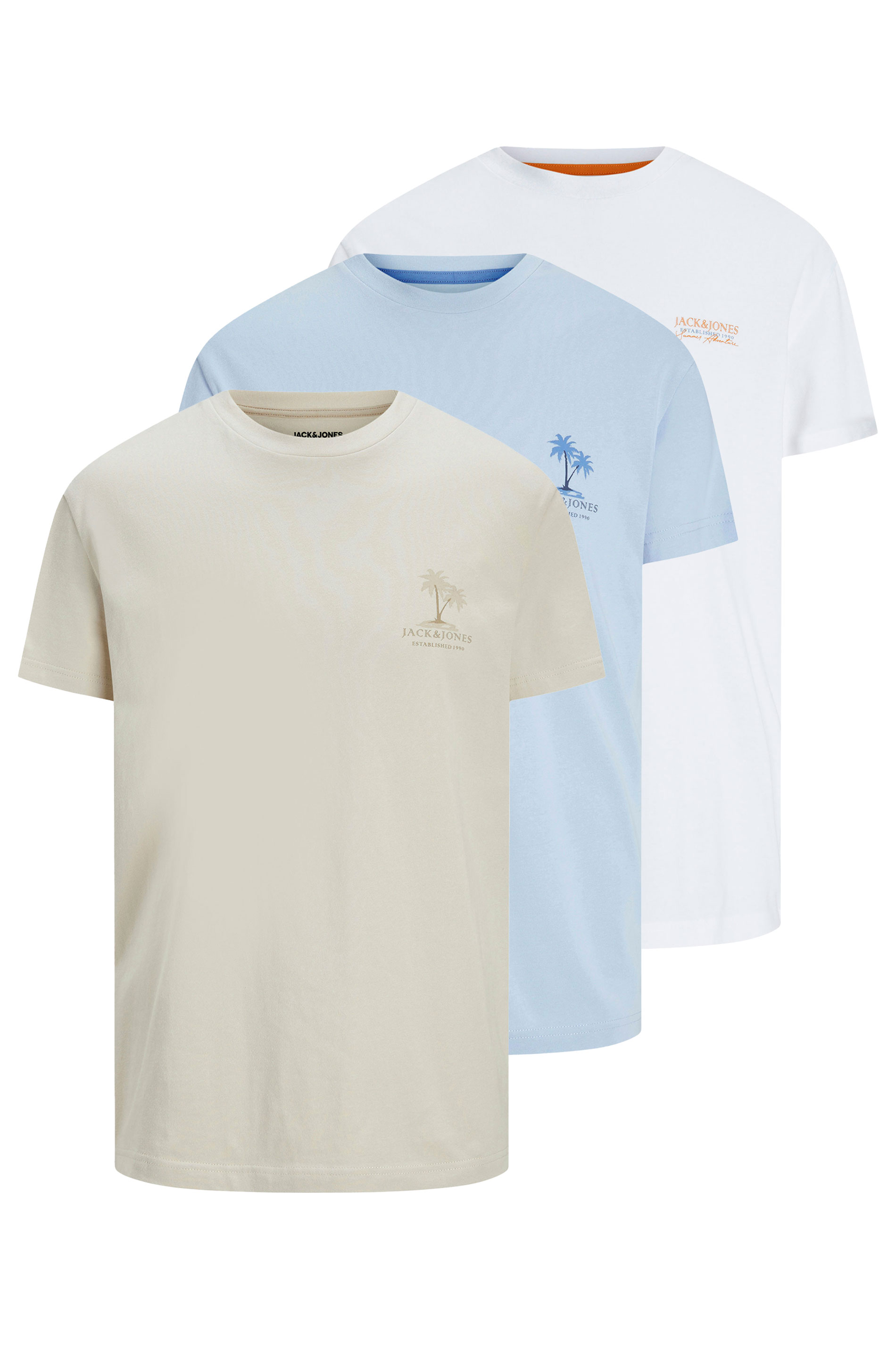 JACK & JONES Big & Tall 3 PACK Chambray Blue Summer Vibe T-Shirts 5