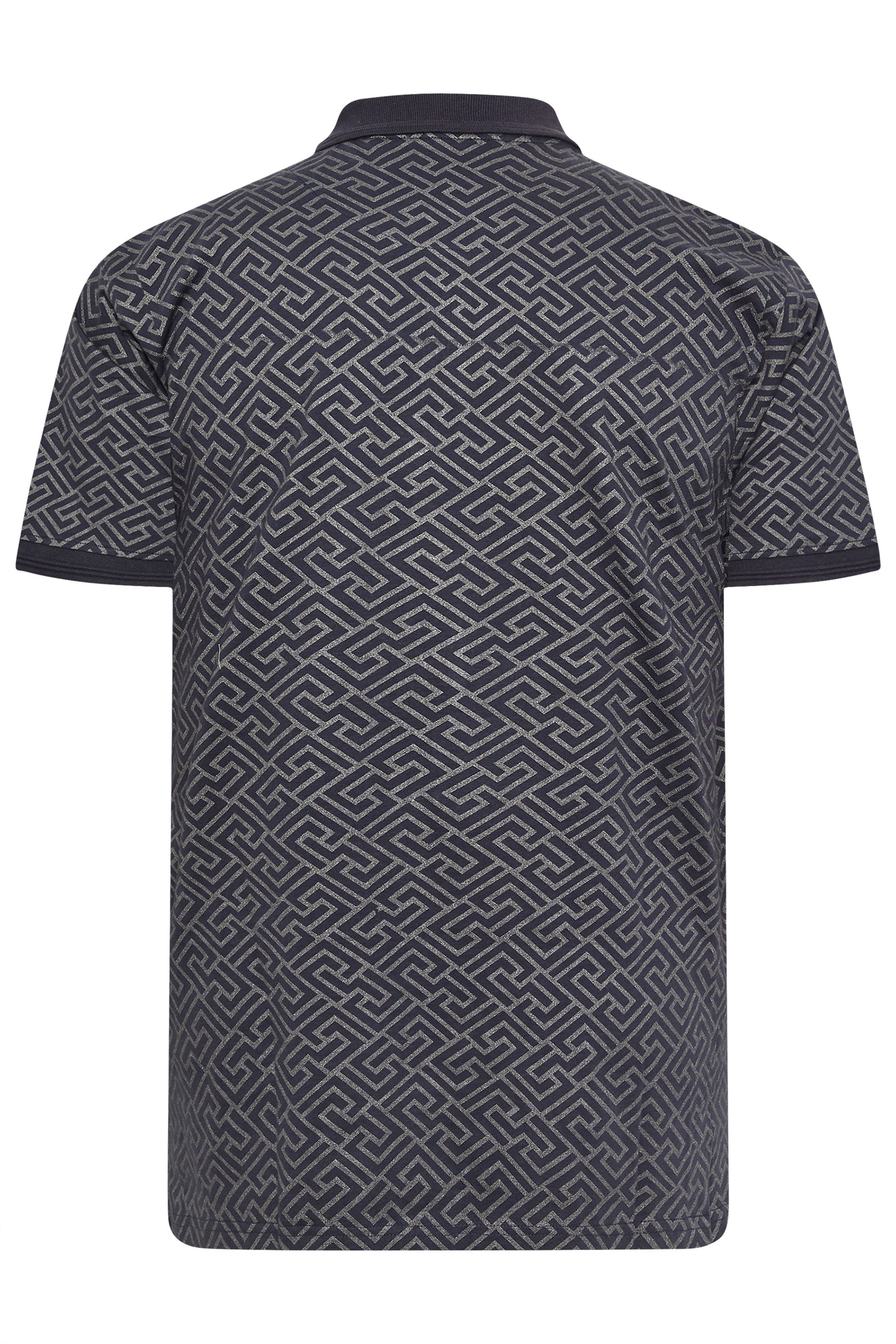 KAM Big & Tall Navy Blue Foil Print Polo Shirt | BadRhino 4
