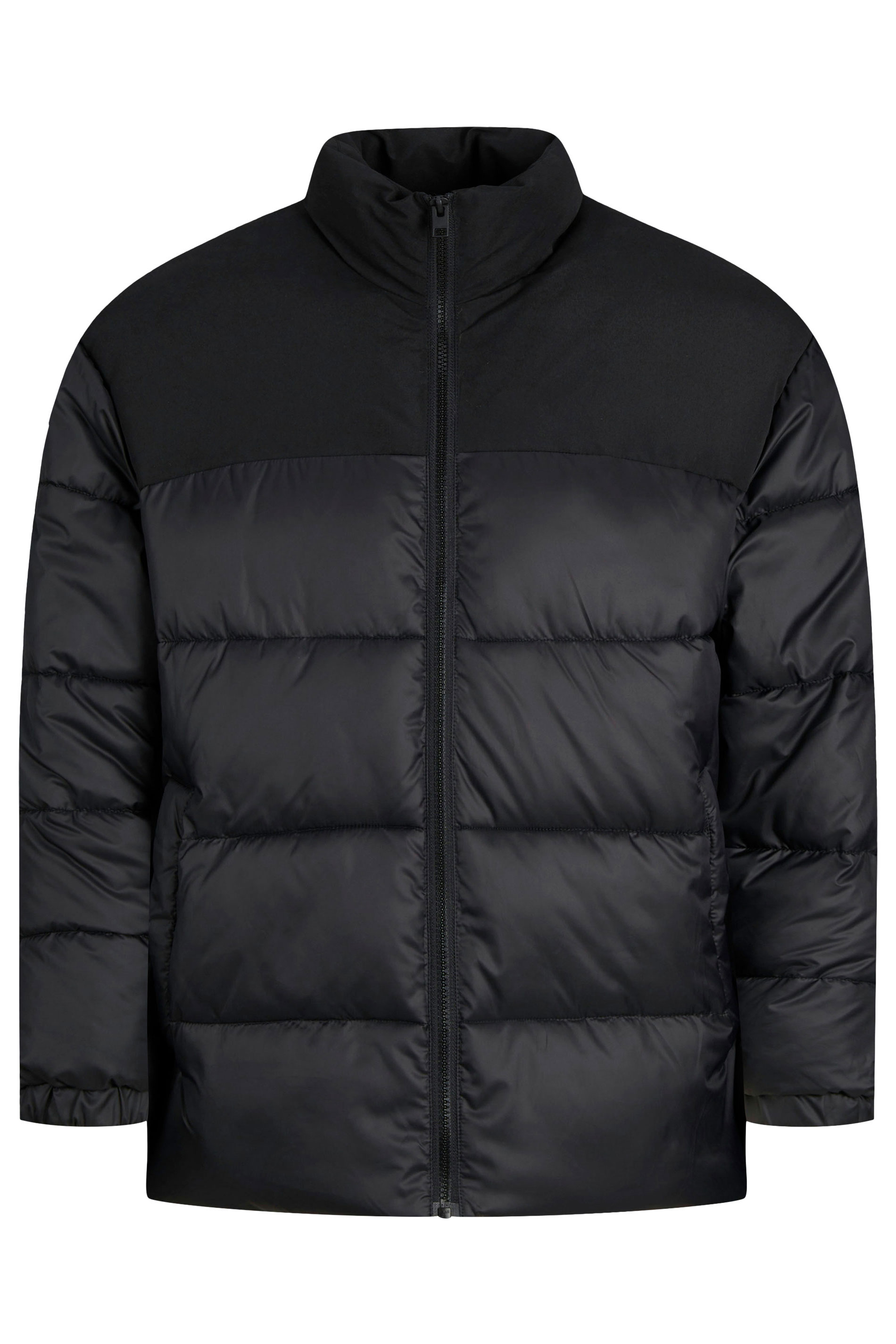 JACK & JONES Big & Tall Black Stand-Up Collar Puffer Jacket | BadRhino 2