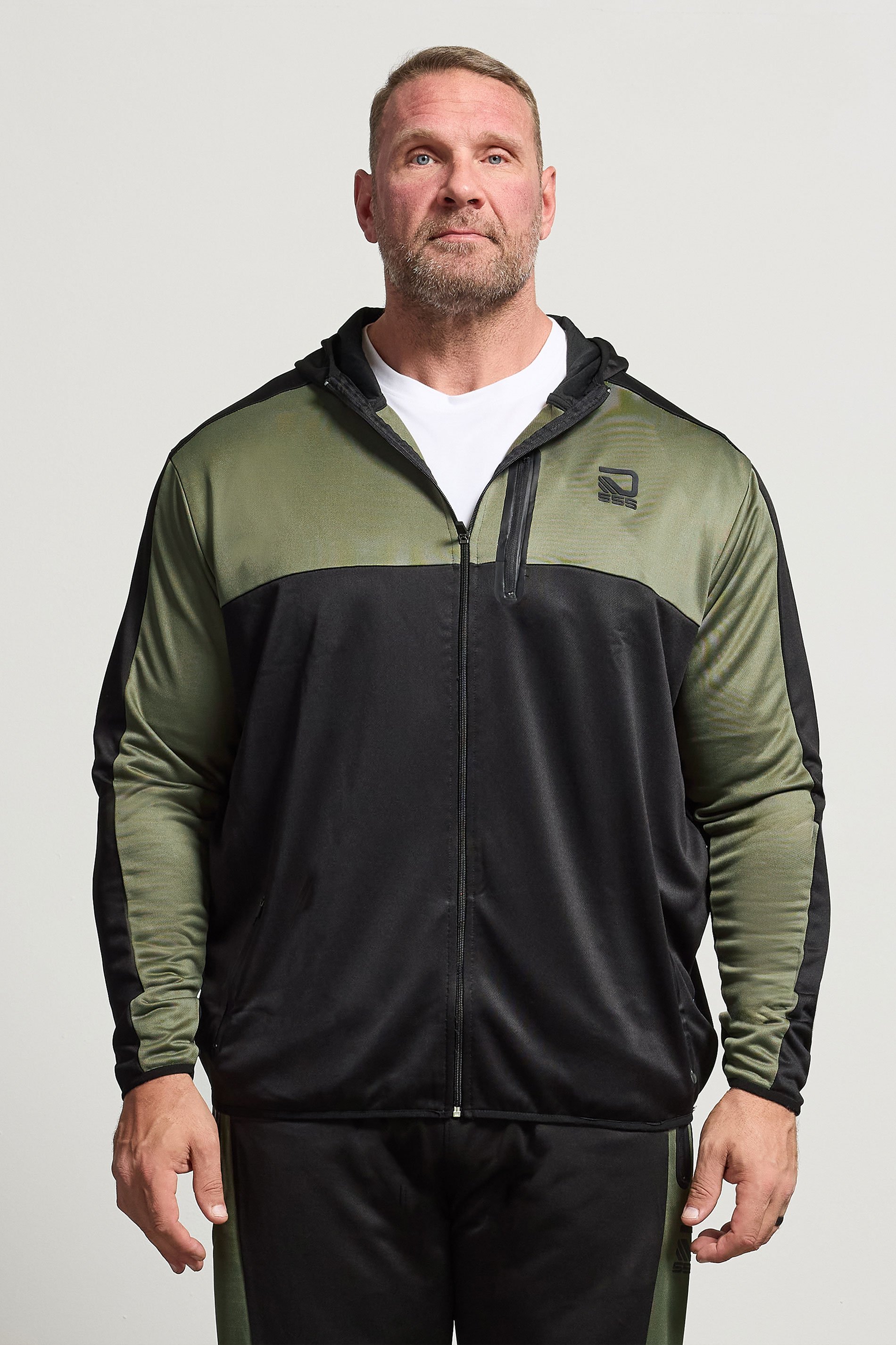 D555 Big & Tall Black Dry Wear Panel Zip Through Hoodie | BadRhino 1