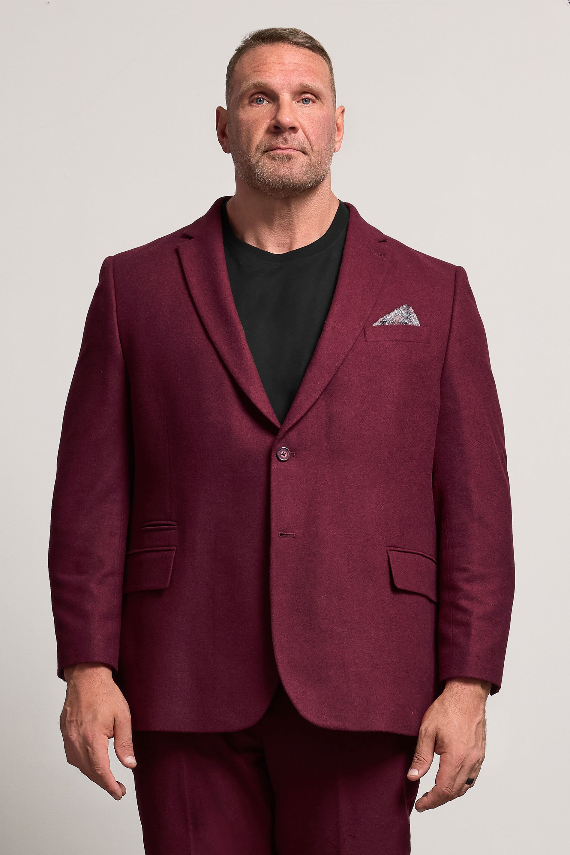 BadRhino Tailoring Big & Tall Burgundy Red Tweed Suit Jacket  1