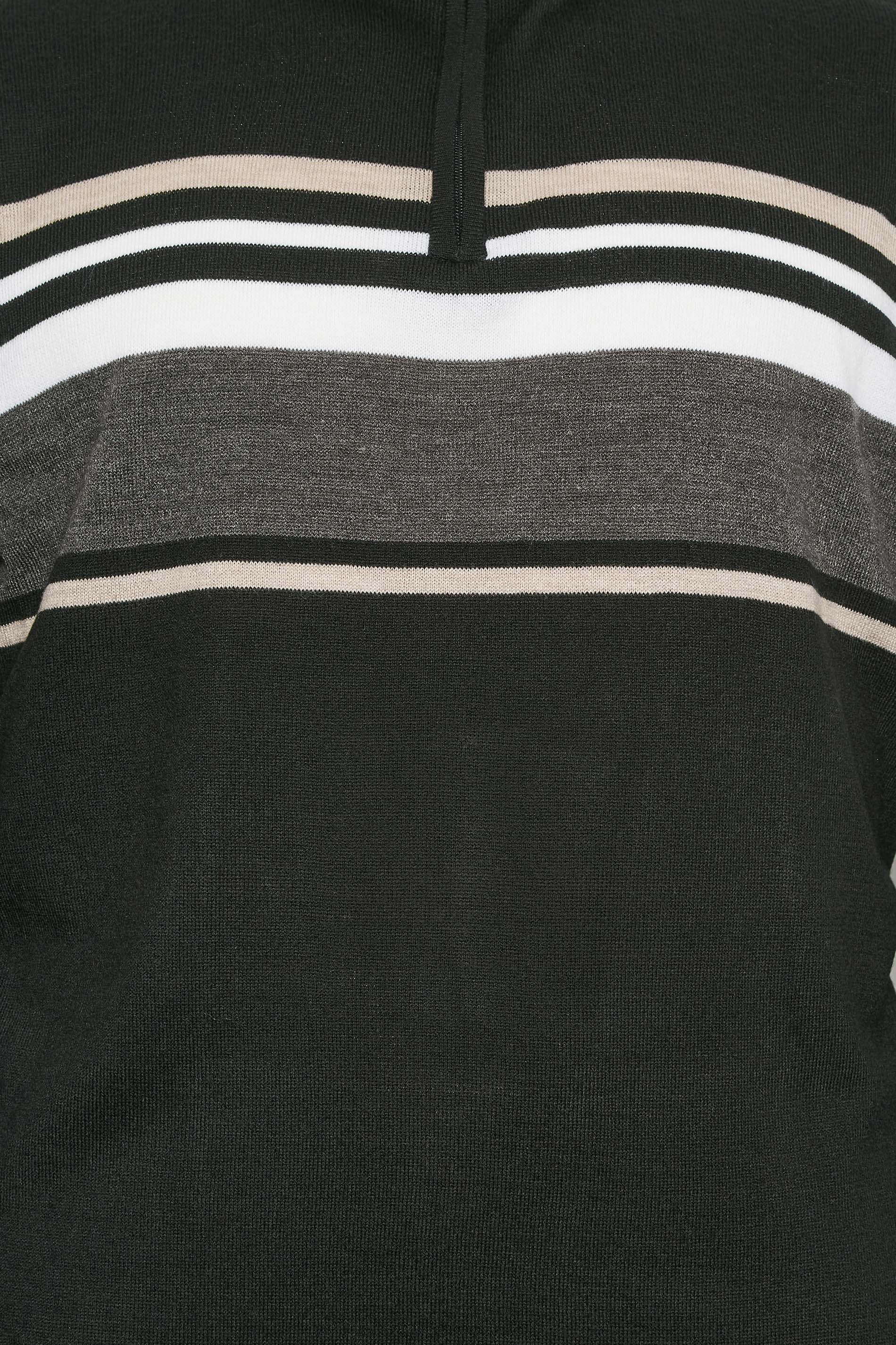 BadRhino Big & Tall Black Stripe Quarter Zip Knitted Jumper | BadRhino 4