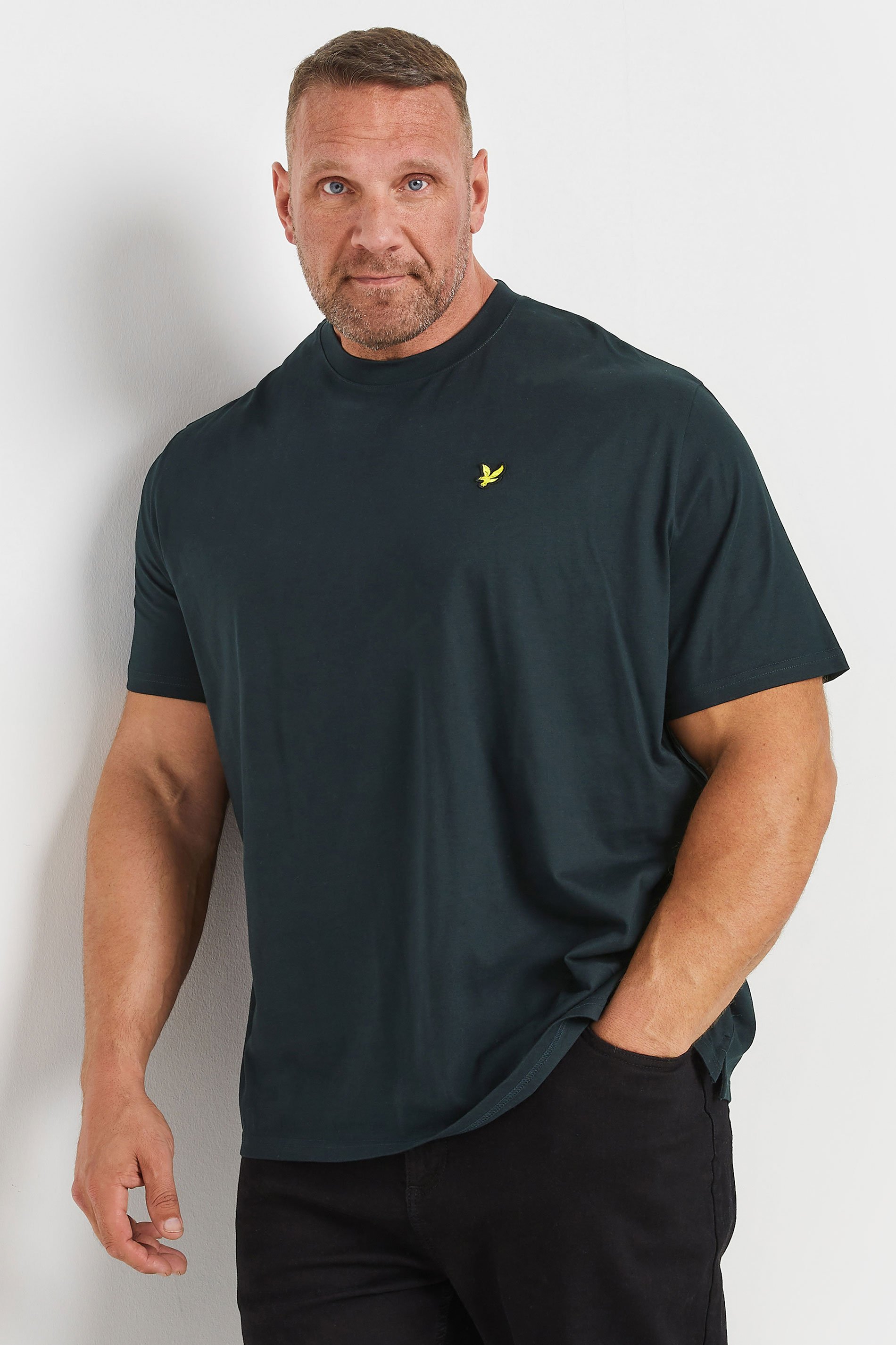 LYLE & SCOTT Big & Tall Navy Blue Tartan Heritage Graphic T-Shirt | BadRhino 1