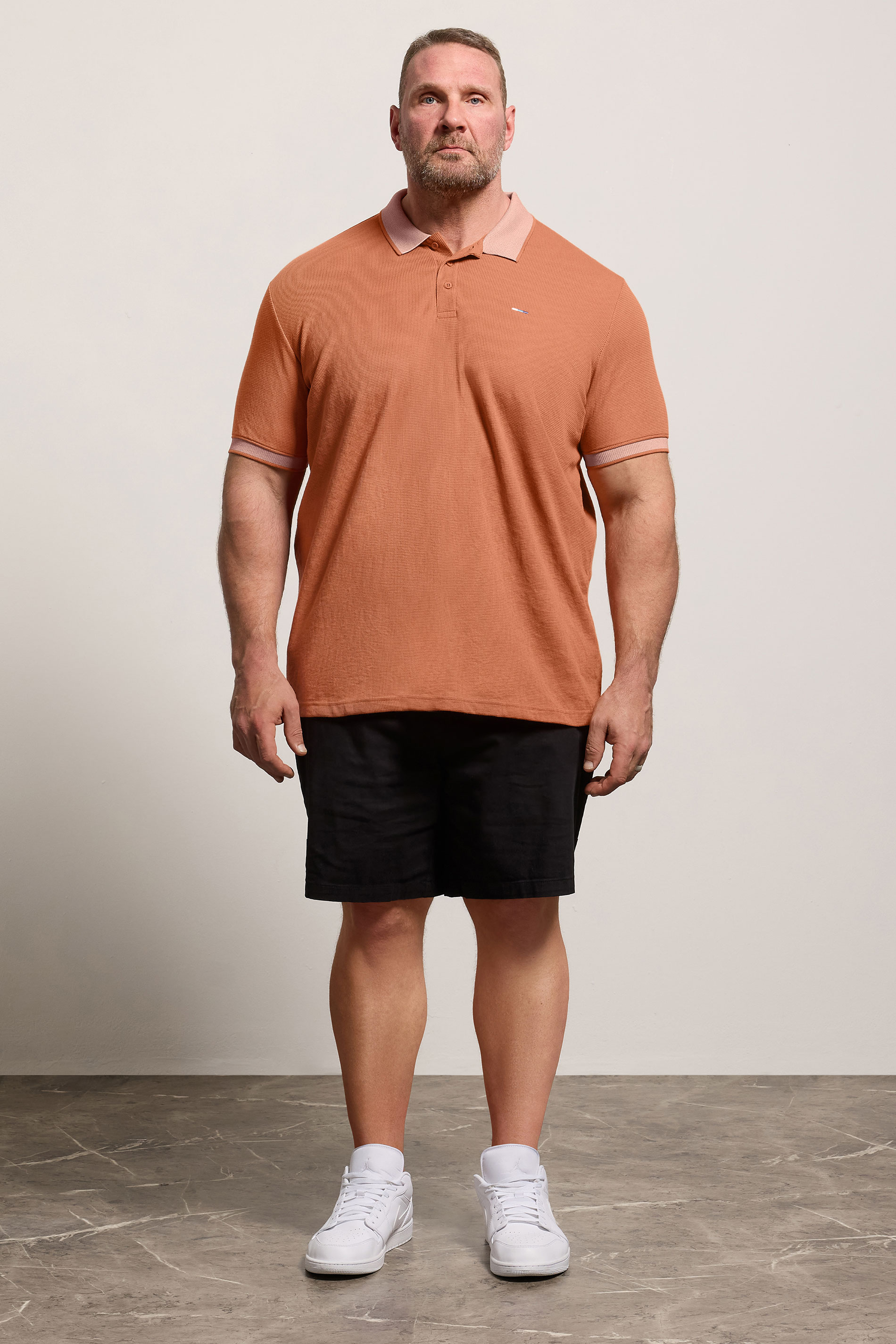 BadRhino Big & Tall Orange Two Tone Waffle Polo Shirt | BadRhino 1