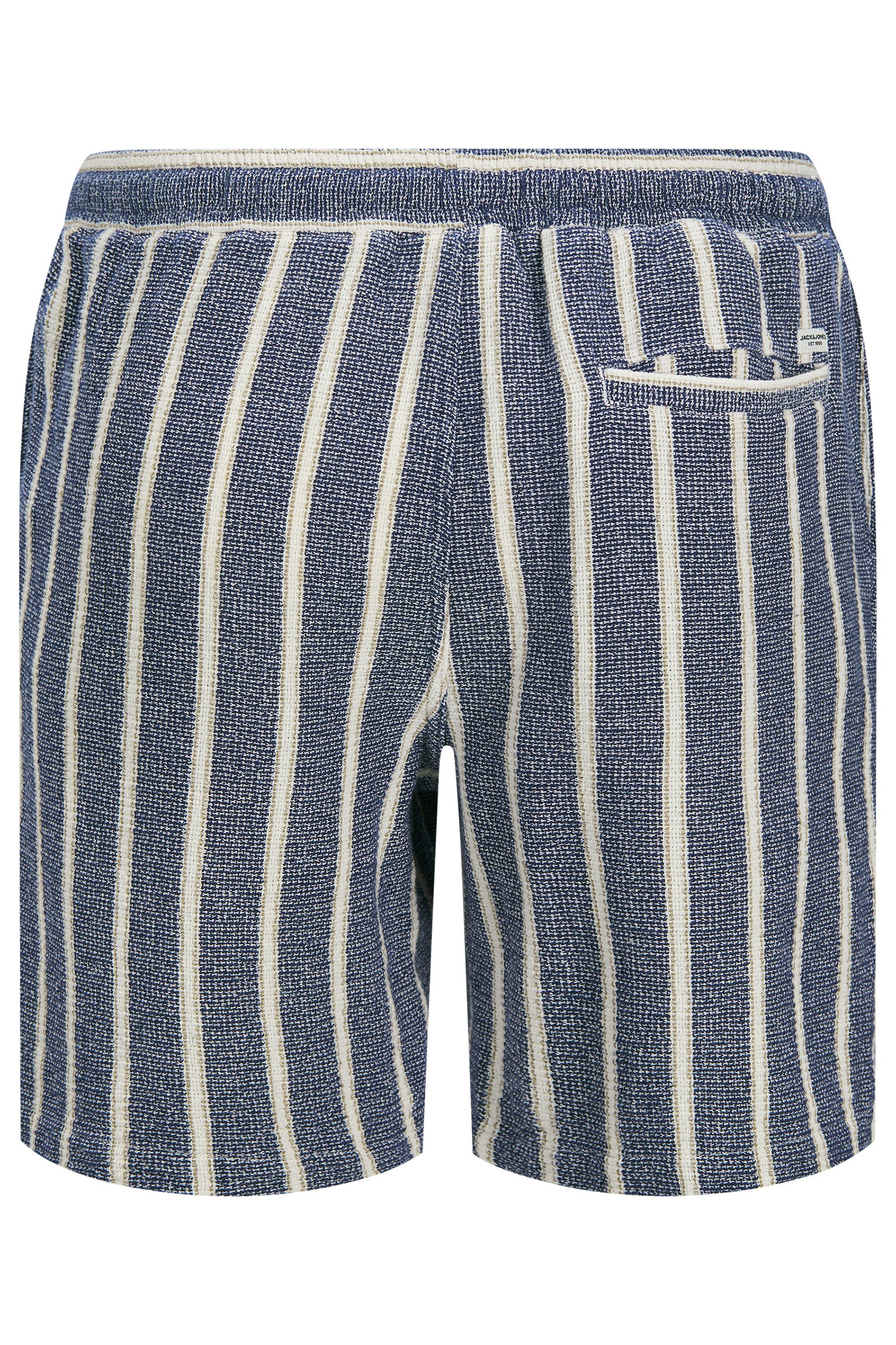 JACK & JONES Big & Tall Blue & White Stripe Jogger Shorts | BadRhino 4