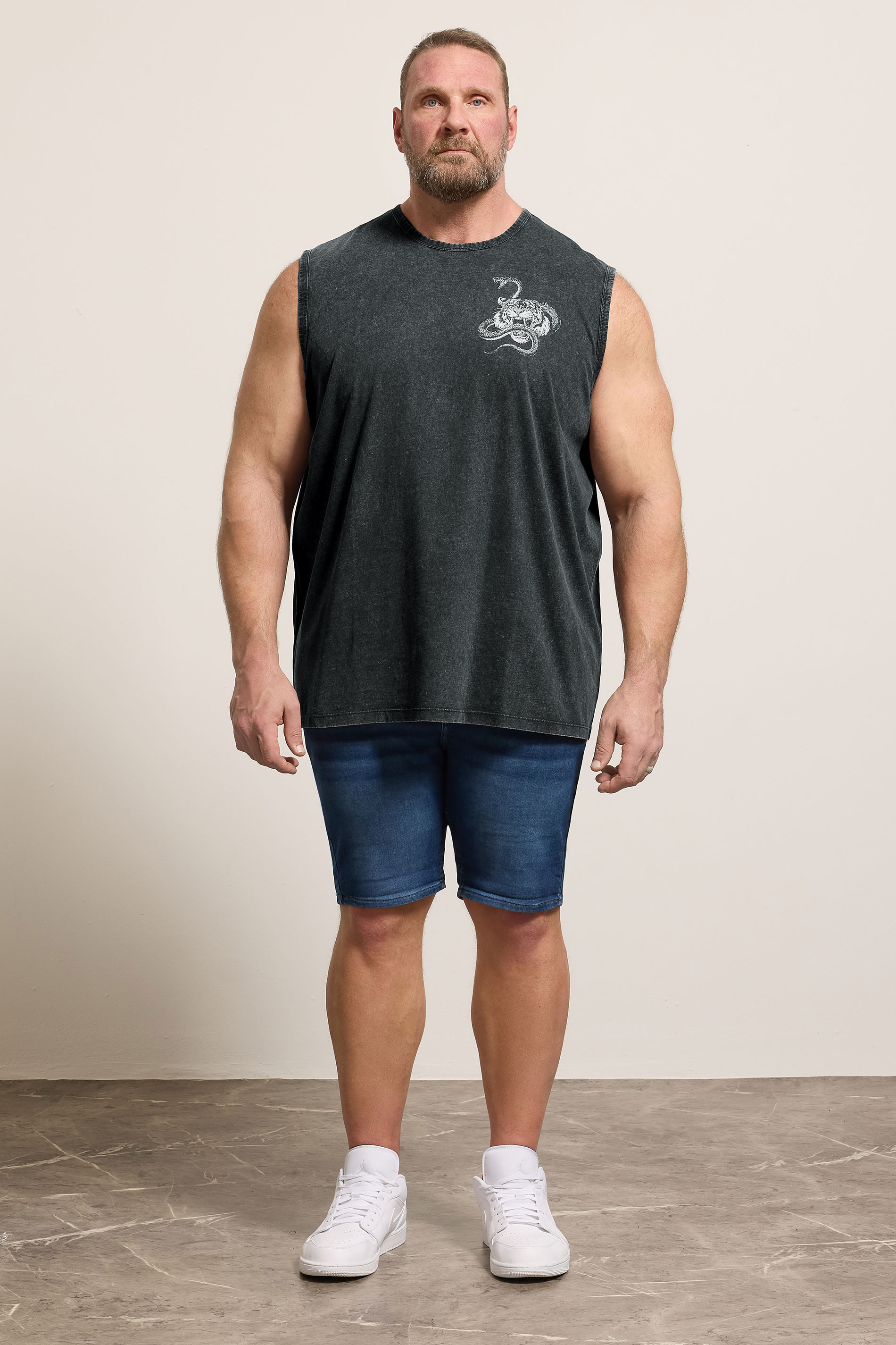 BadRhino Big & Tall Black Acid Wash Graphic Vest | BadRhino 1