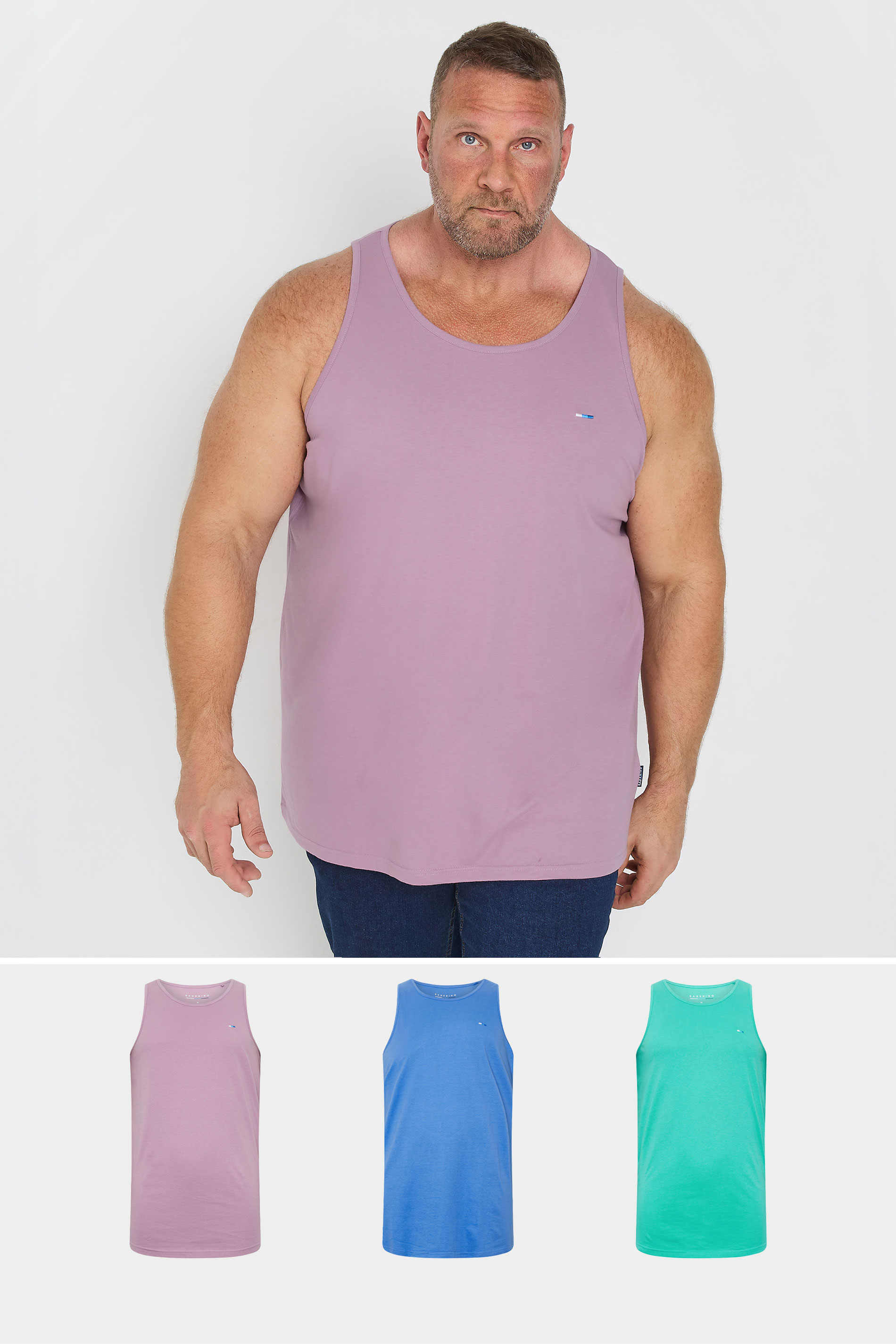 BadRhino Big & Tall Purple/ Blue/ Teal Green 3 Pack Vests | BadRhino 1