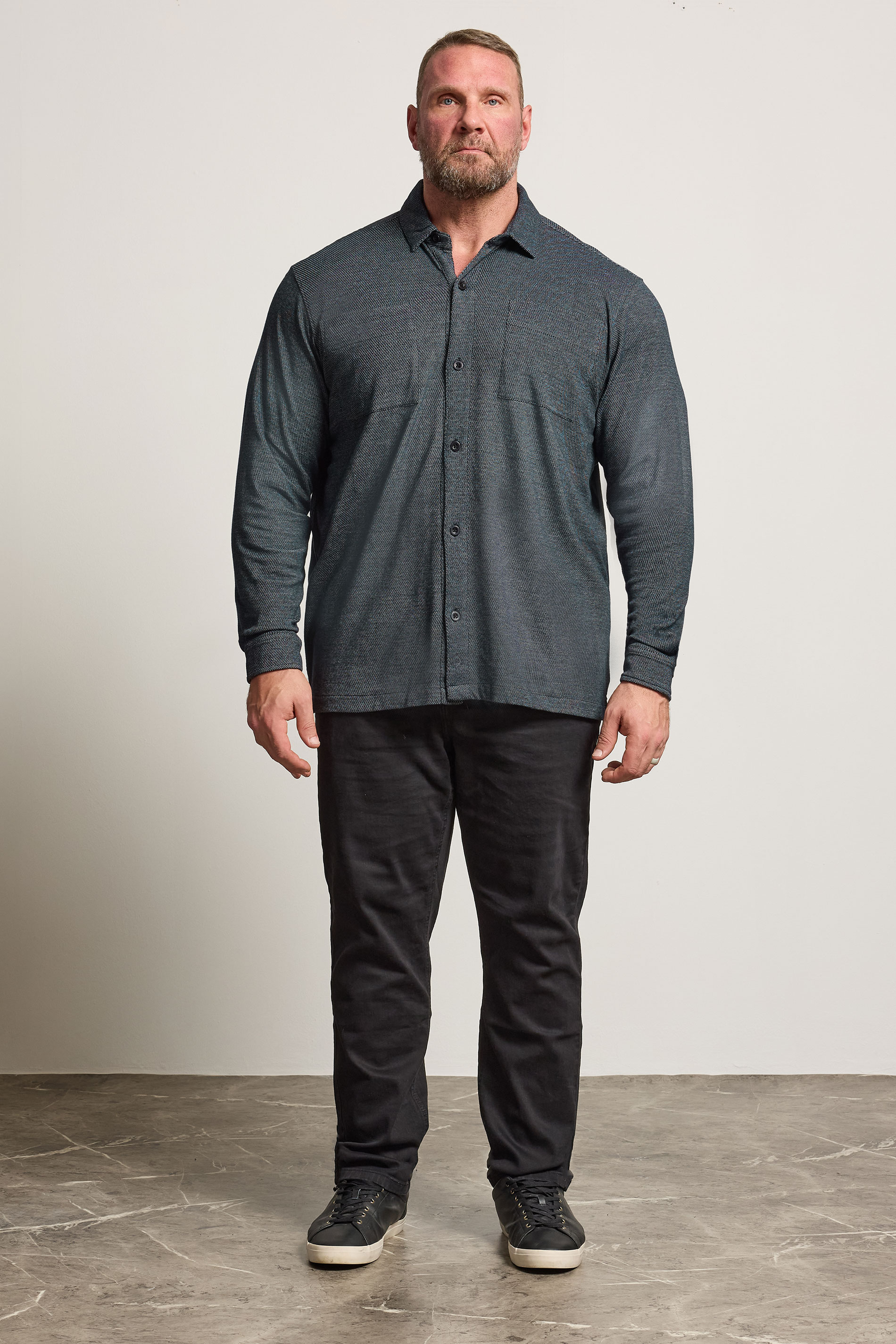 STUDIO A Big & Tall Navy Blue Button Through Shirt | BadRhino 2
