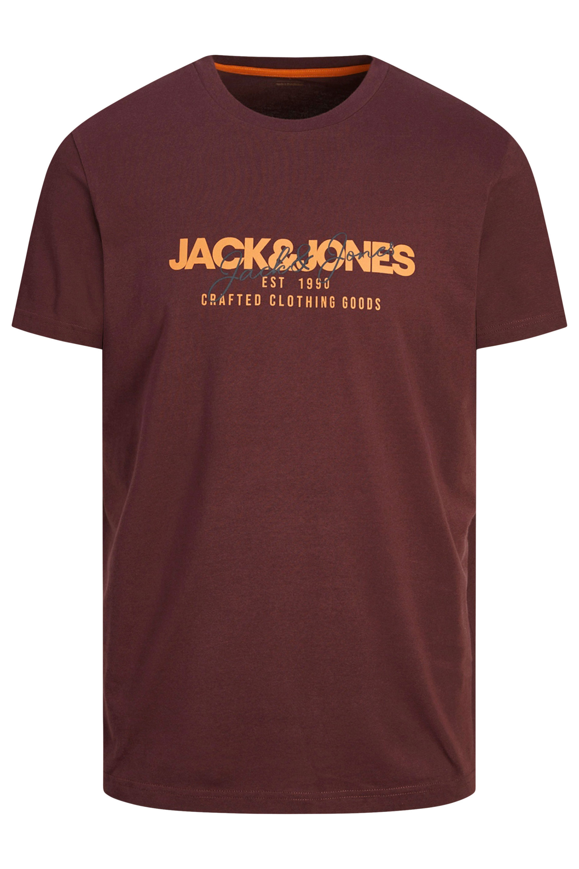 JACK & JONES Big & Tall Wine Red & Navy Blue 3 Pack T-Shirts | BadRhino 4