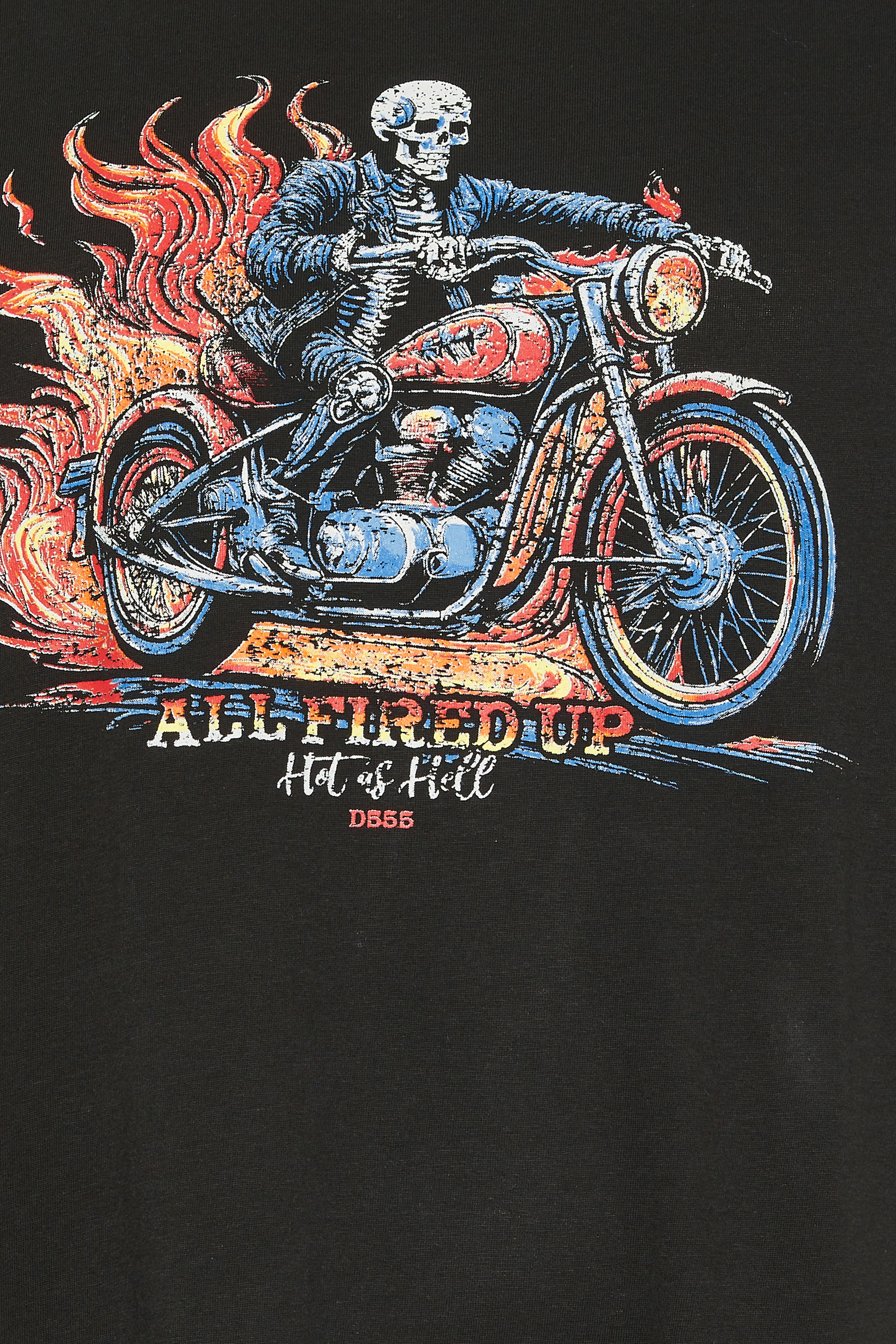 D555 Big & Tall Black 'All Fired Up' Graphic Print T-Shirt | BadRhino 5