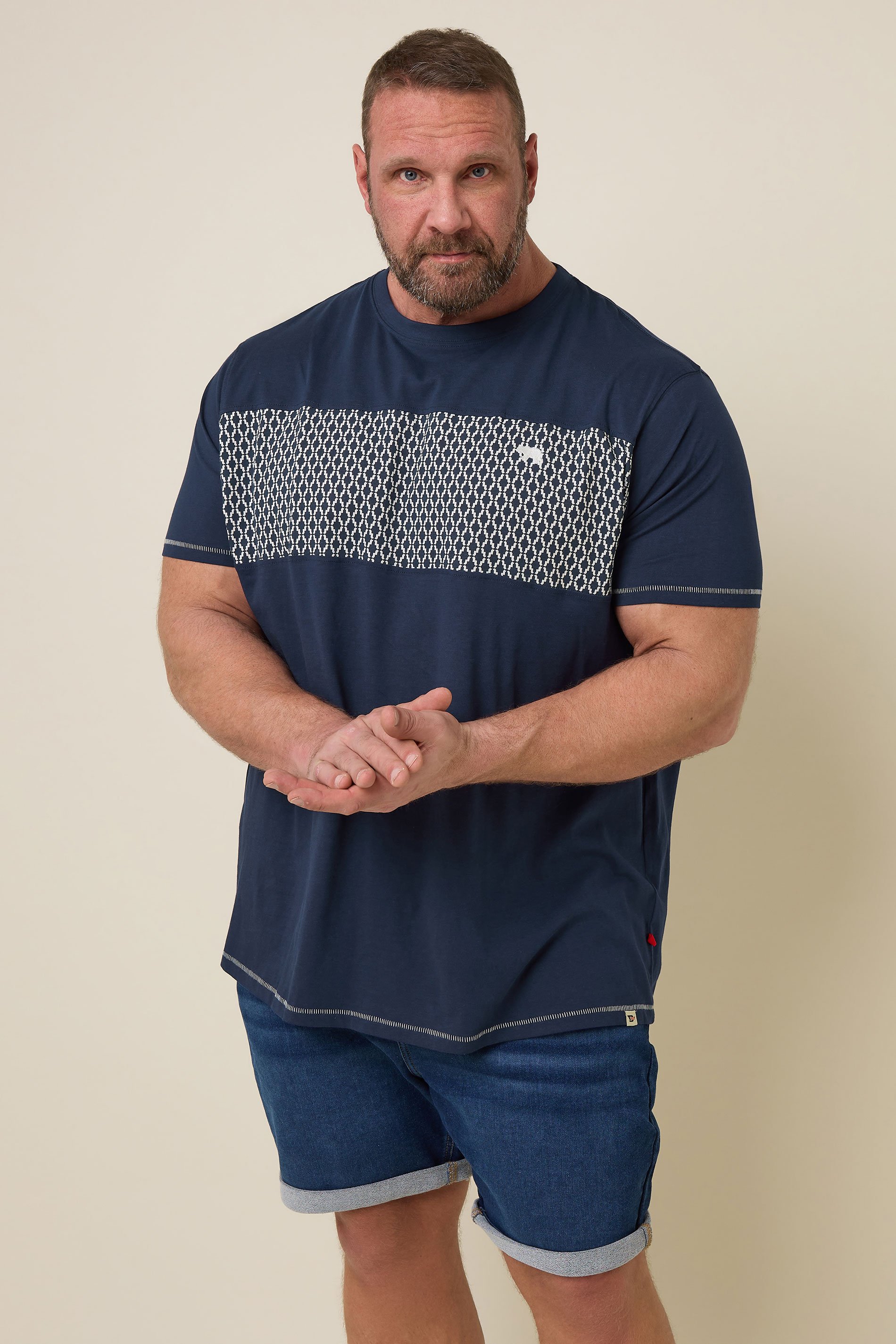 D555 Big & Tall Navy Blue Cut & Sew T-Shirt | BadRhino 1