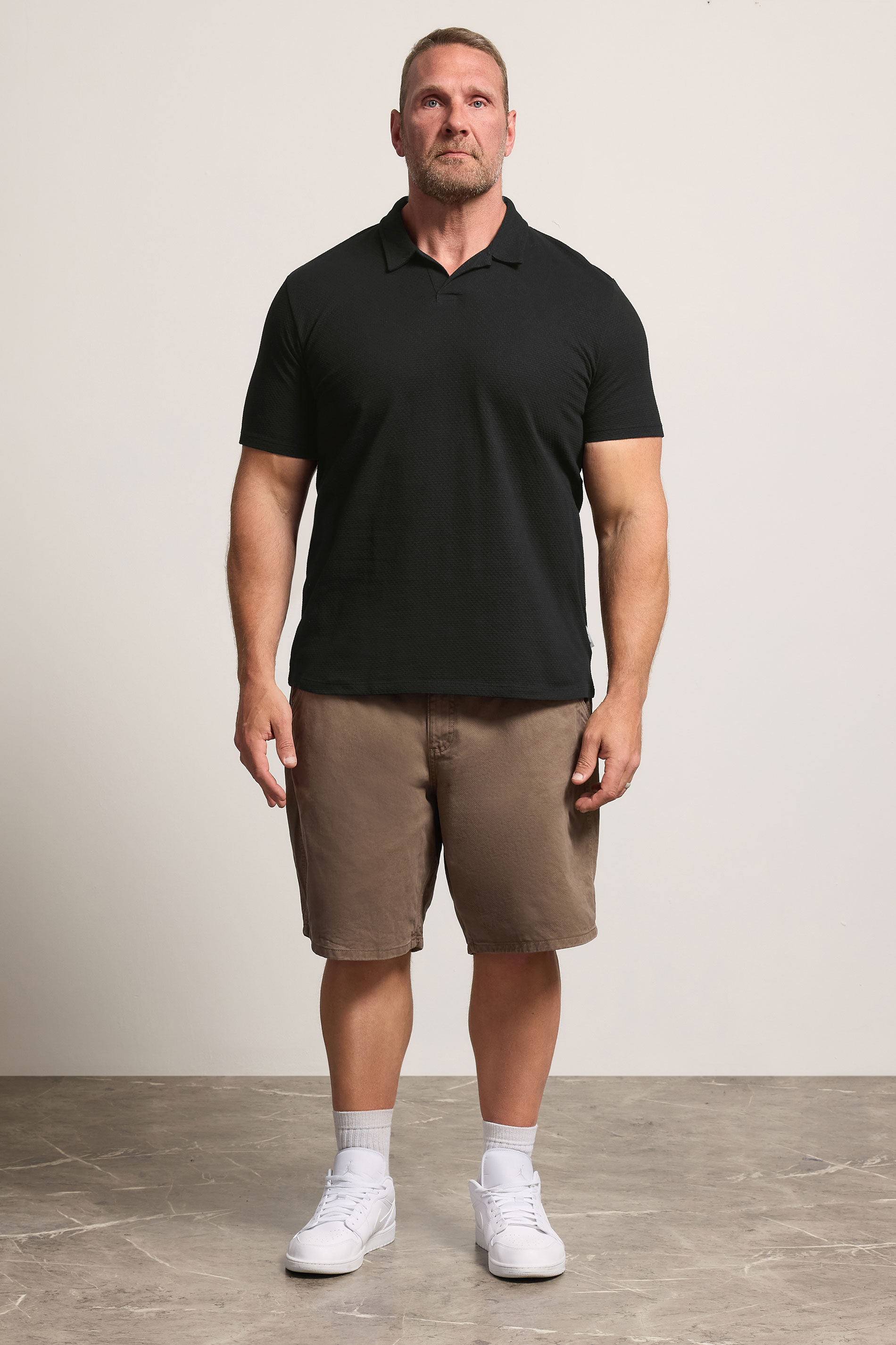 JACK & JONES Big & Tall Black Plain Polo Shirt | BadRhino 1