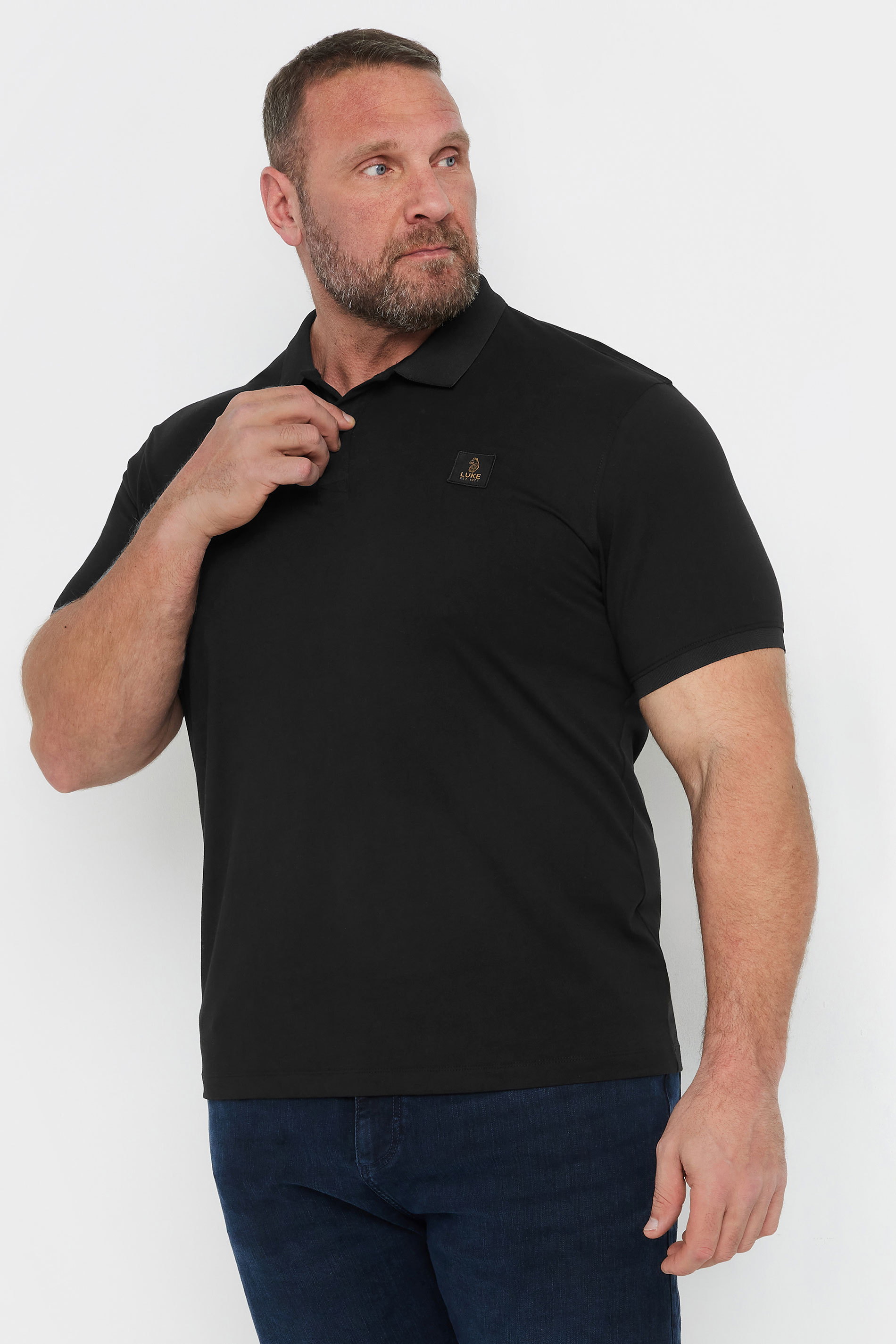 LUKE 1977 Big & Tall Black Polo Shirt | BadRhino 1