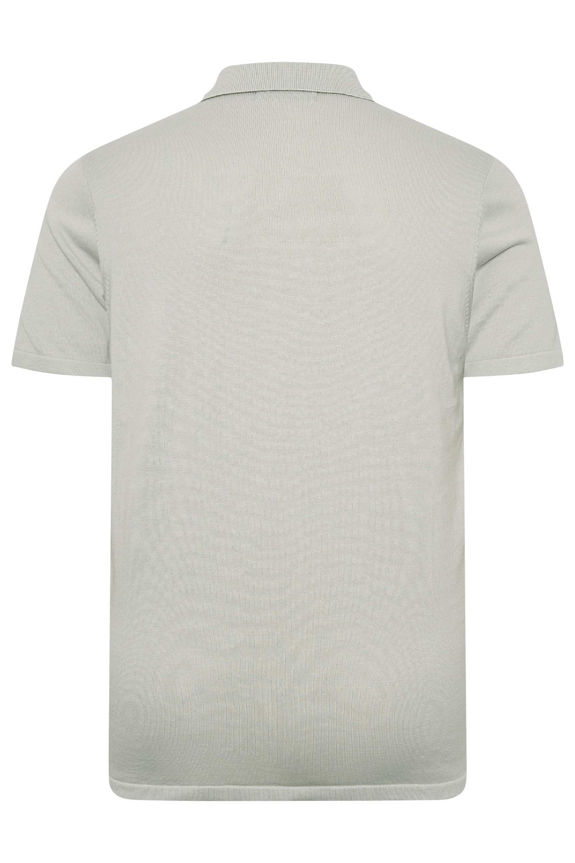BadRhino Big & Tall Grey Knitted Short Sleeve Zip Polo Shirt | BadRhino 4