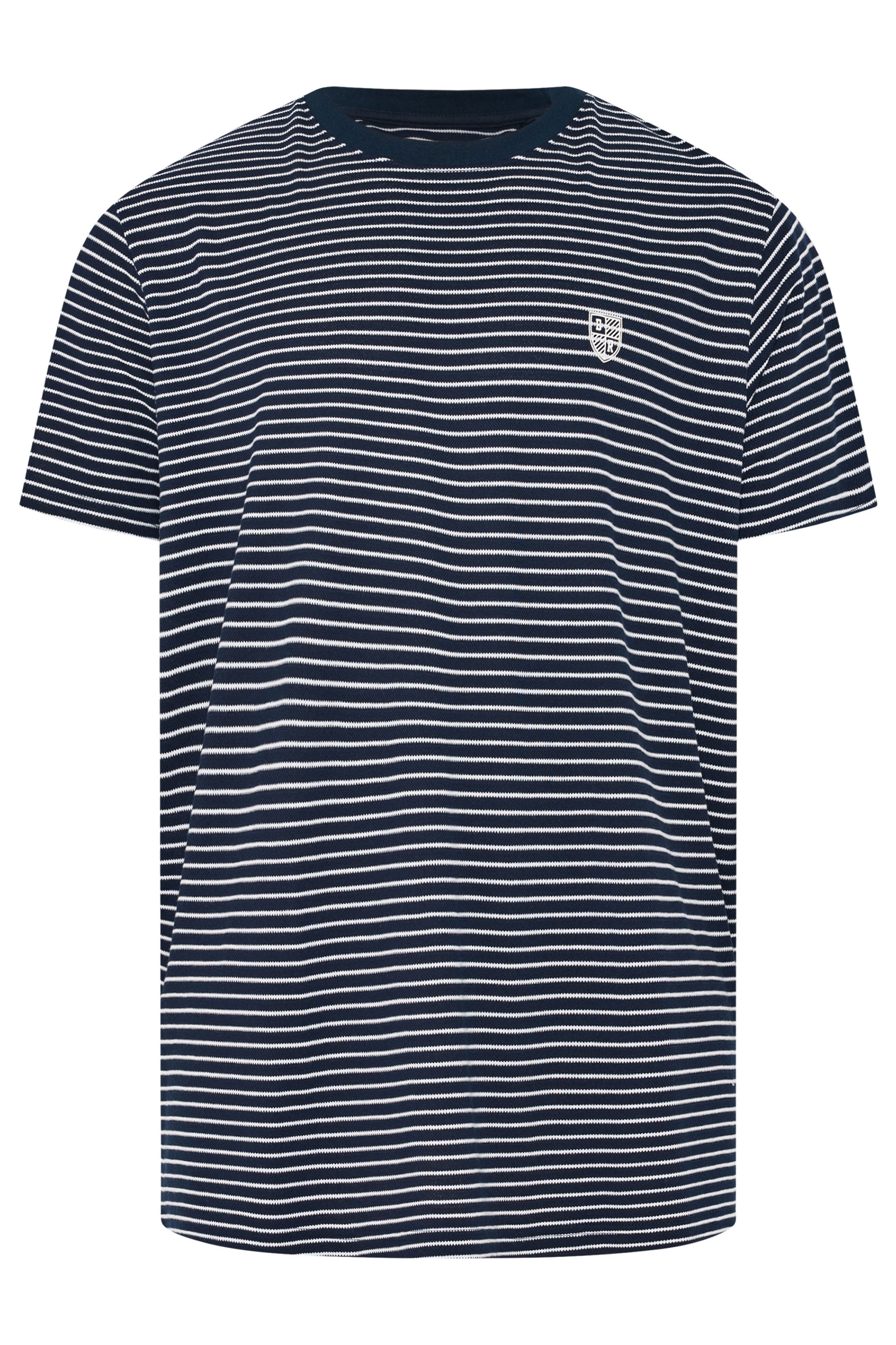 BadRhino Big & Tall Navy Blue Stripe Pique T-Shirt | BadRhino 7