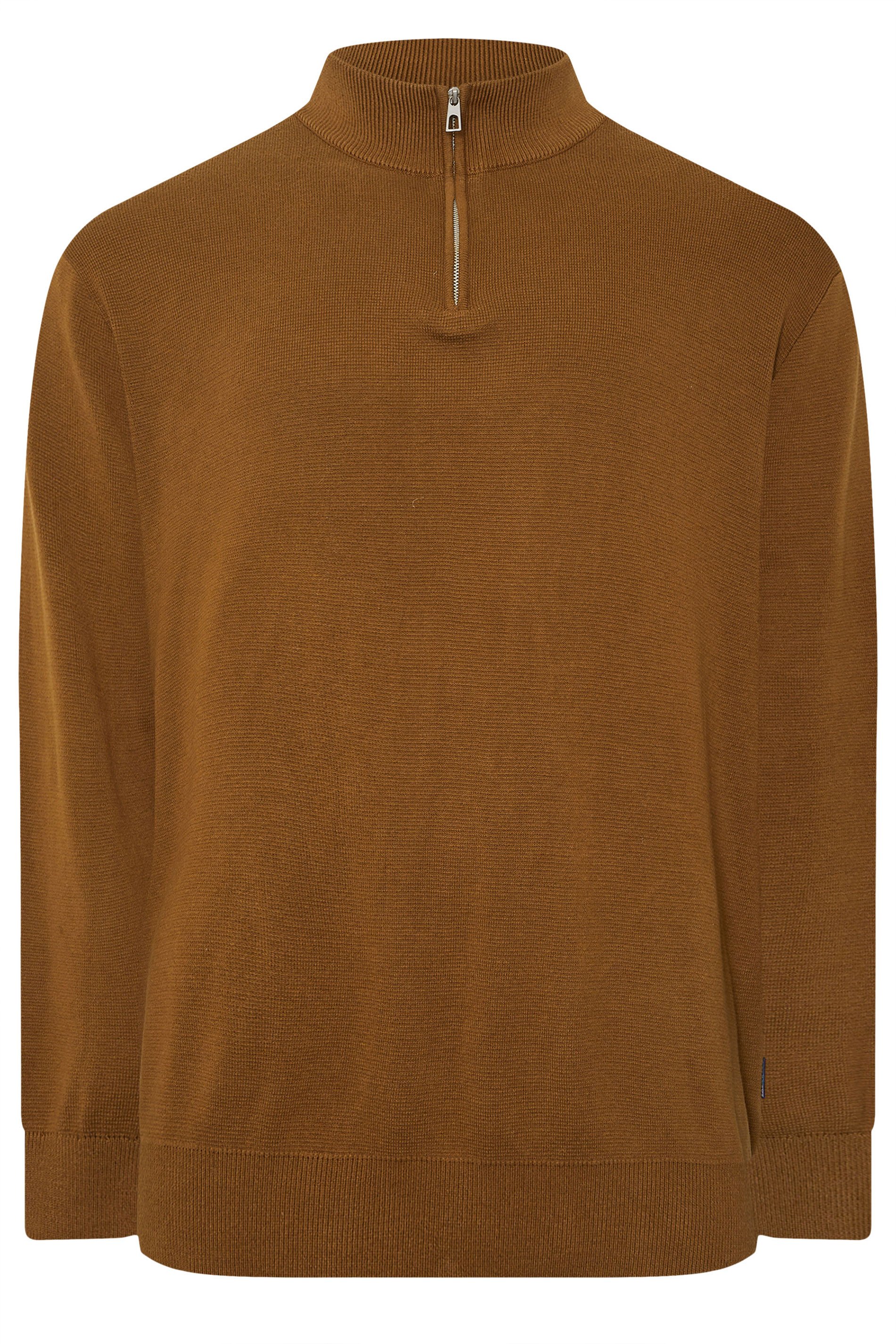 BadRhino Big & Tall Brown Milano Quarter Zip Jumper | BadRhino 6