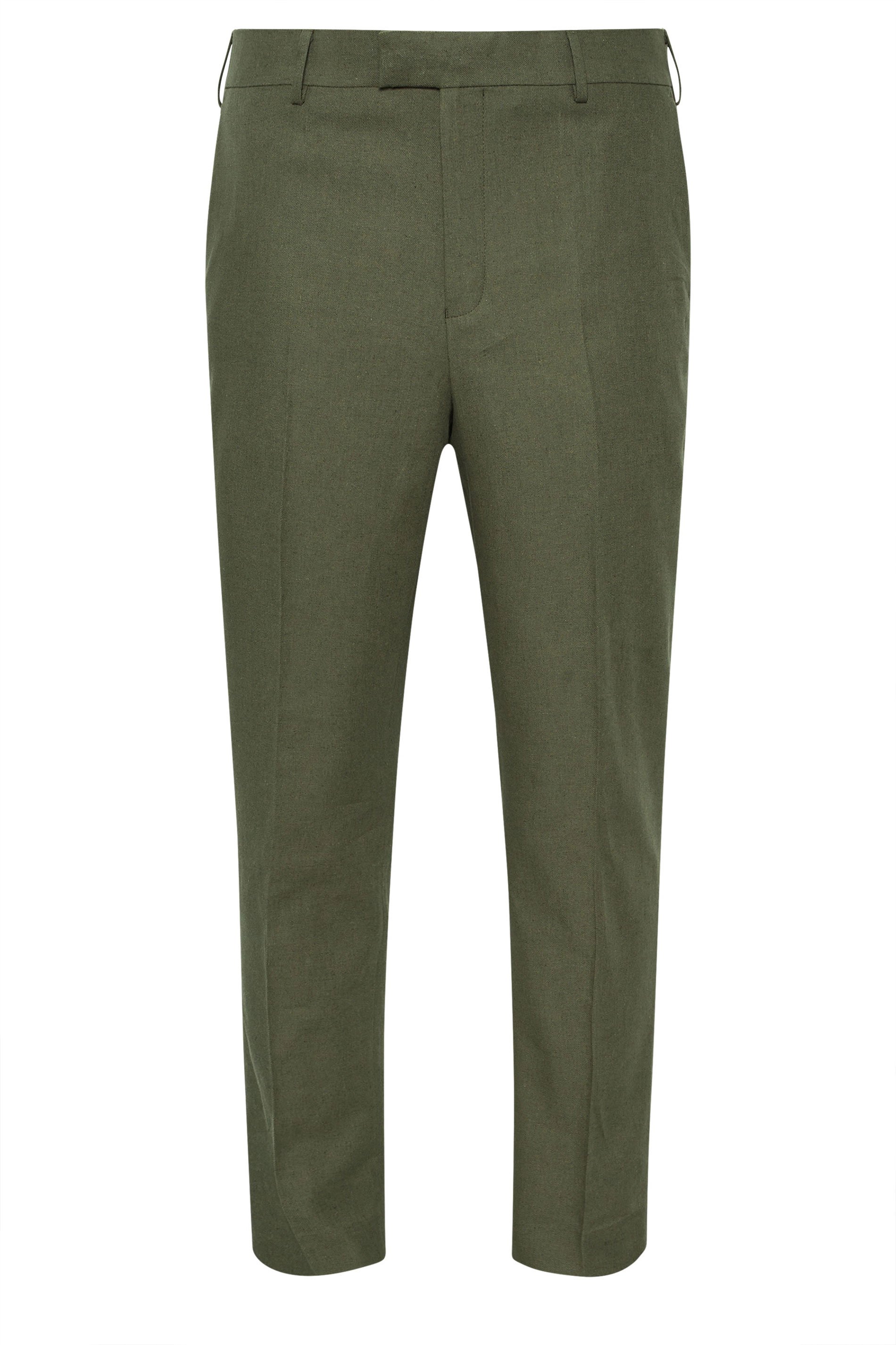 BadRhino Big & Tall Khaki Green Linen Suit Trousers | BadRhino 6