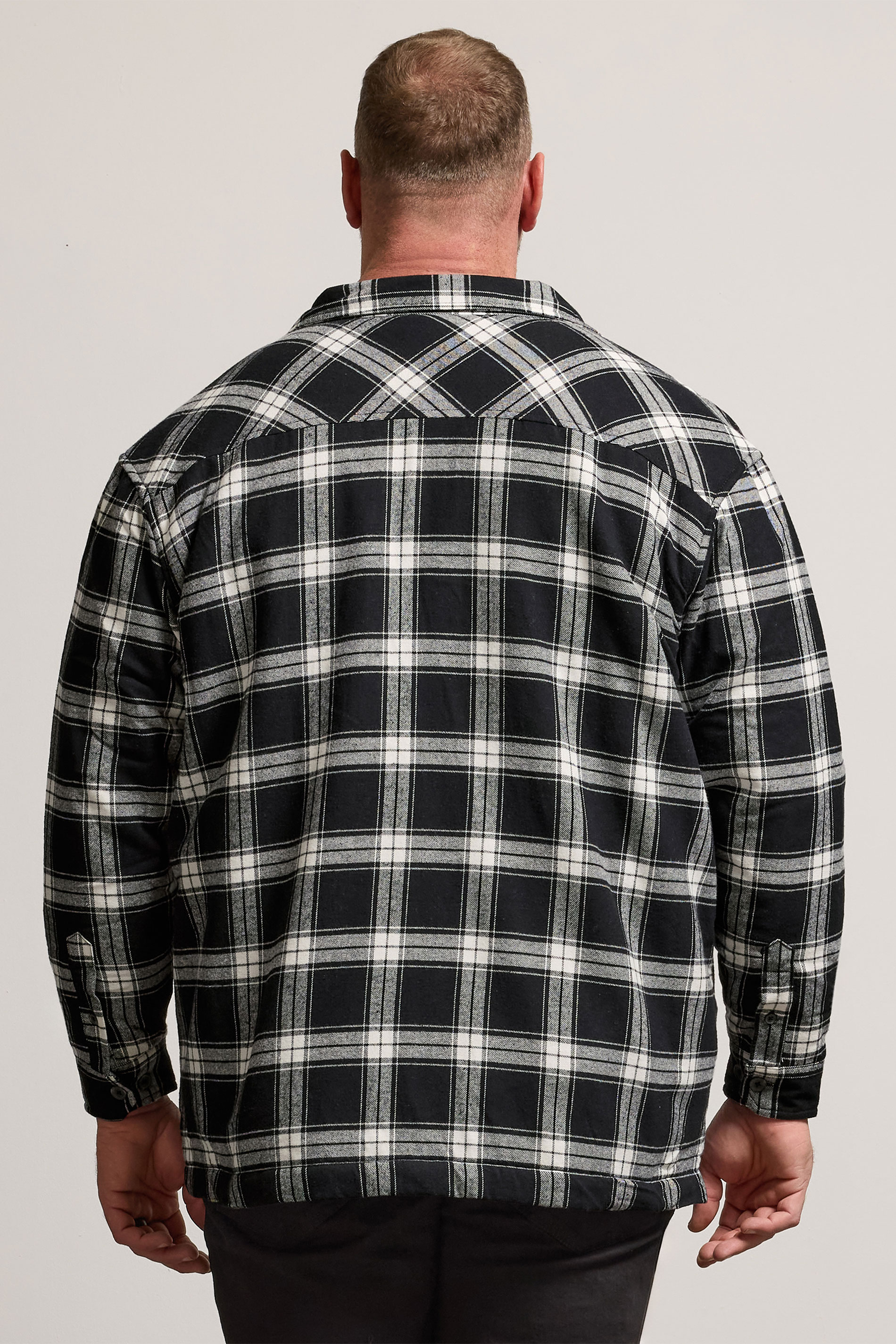 BadRhino Big & Tall Black Checked Borg Shacket | BadRhino 3