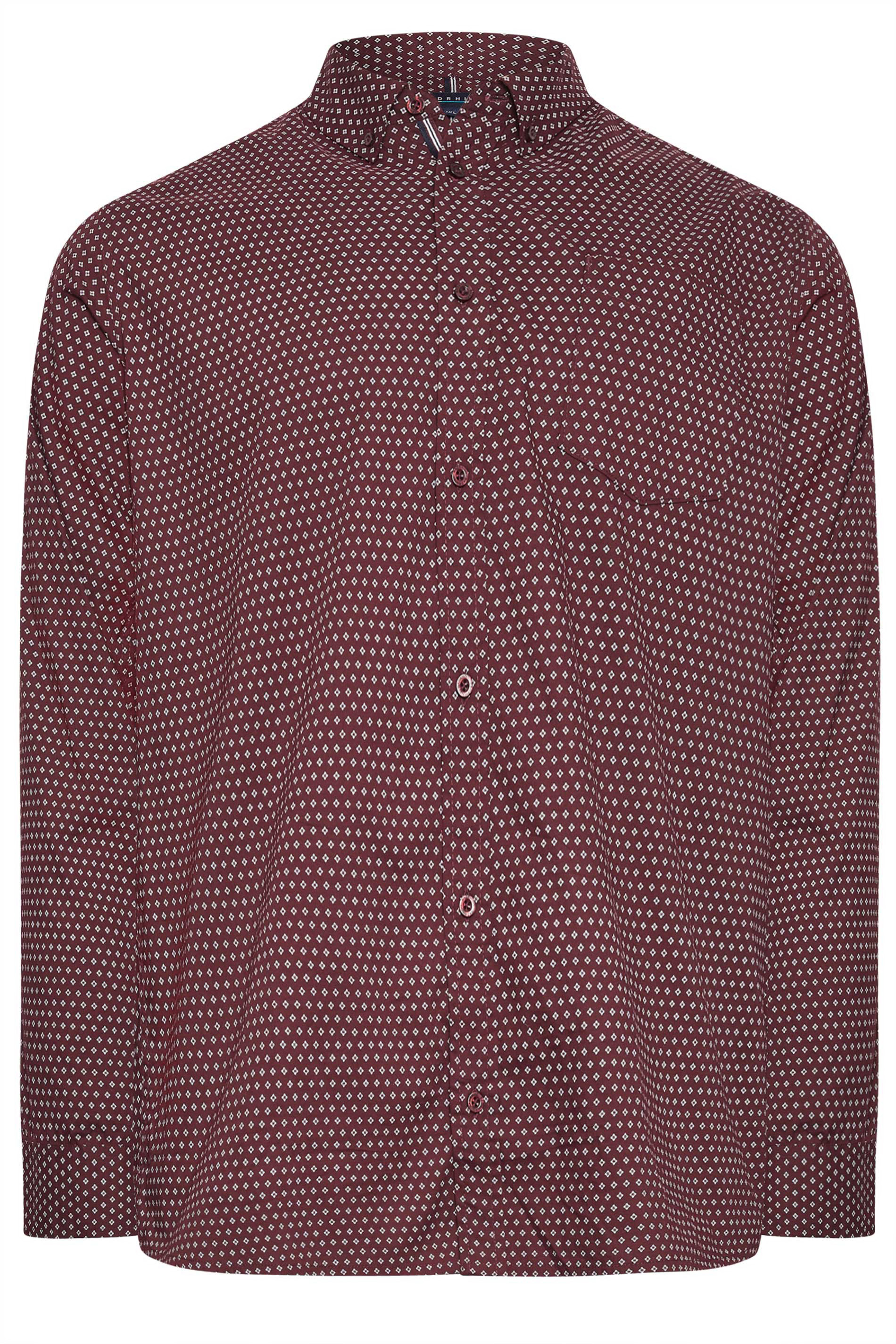 BadRhino Big & Tall Burgundy Red Dobby Poplin Long Sleeve Shirt | BadRhino 2