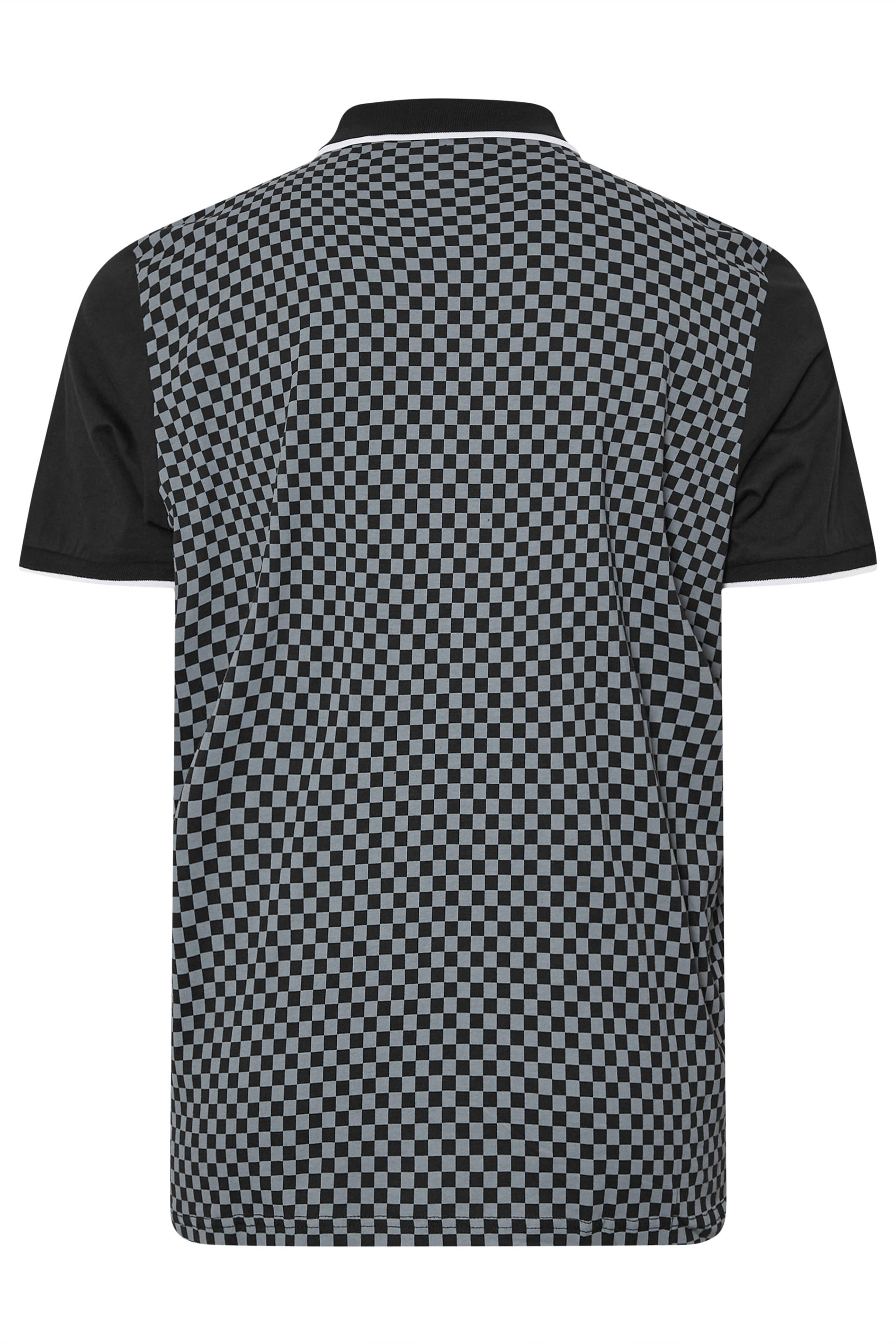 LAMBRETTA Big & Tall Black Two Tone Checker Print Polo Shirt | BadRhino 4