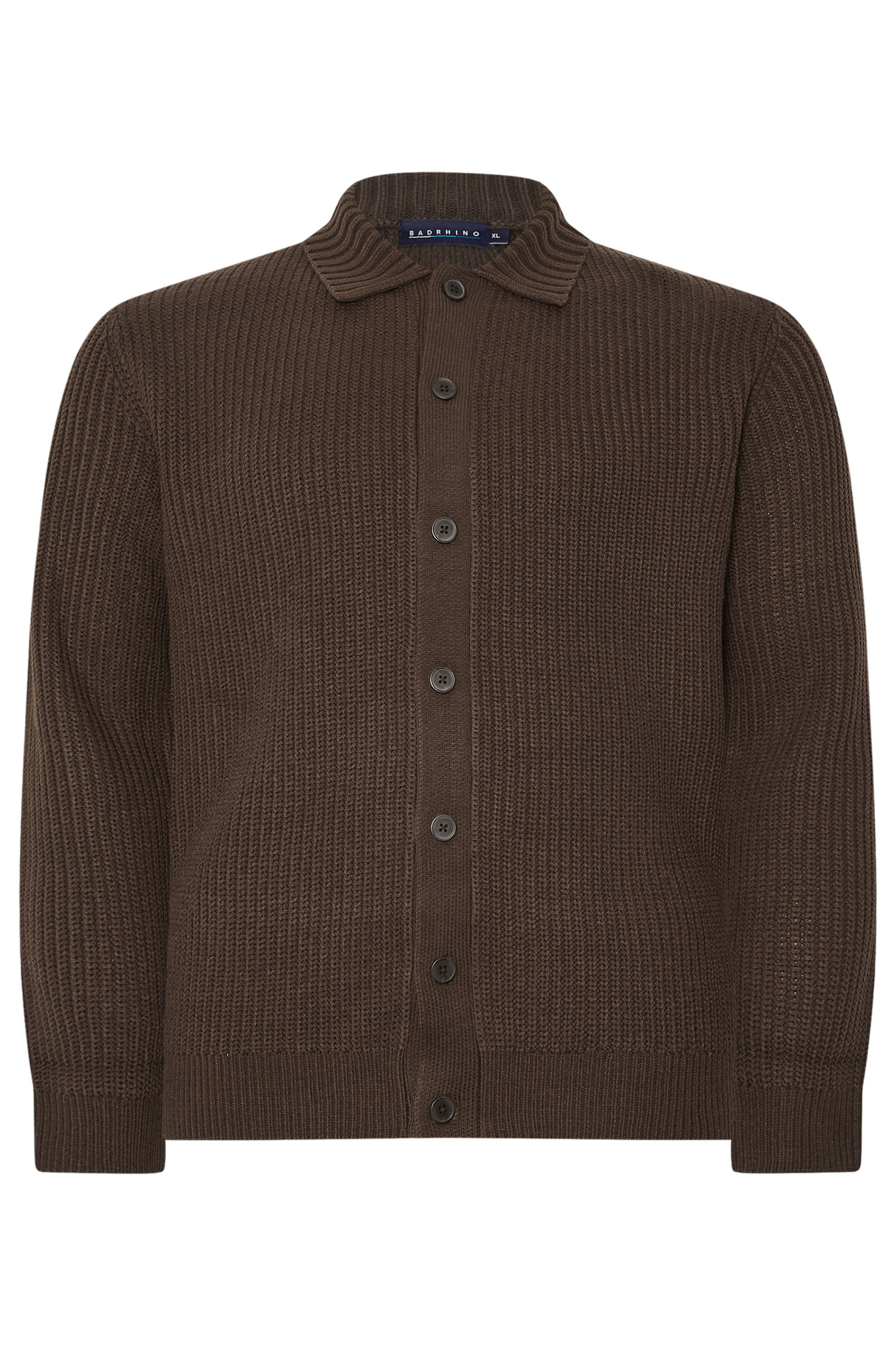 BadRhino Big & Tall Brown Long Sleeve Knitted Shirt | BadRhino 5